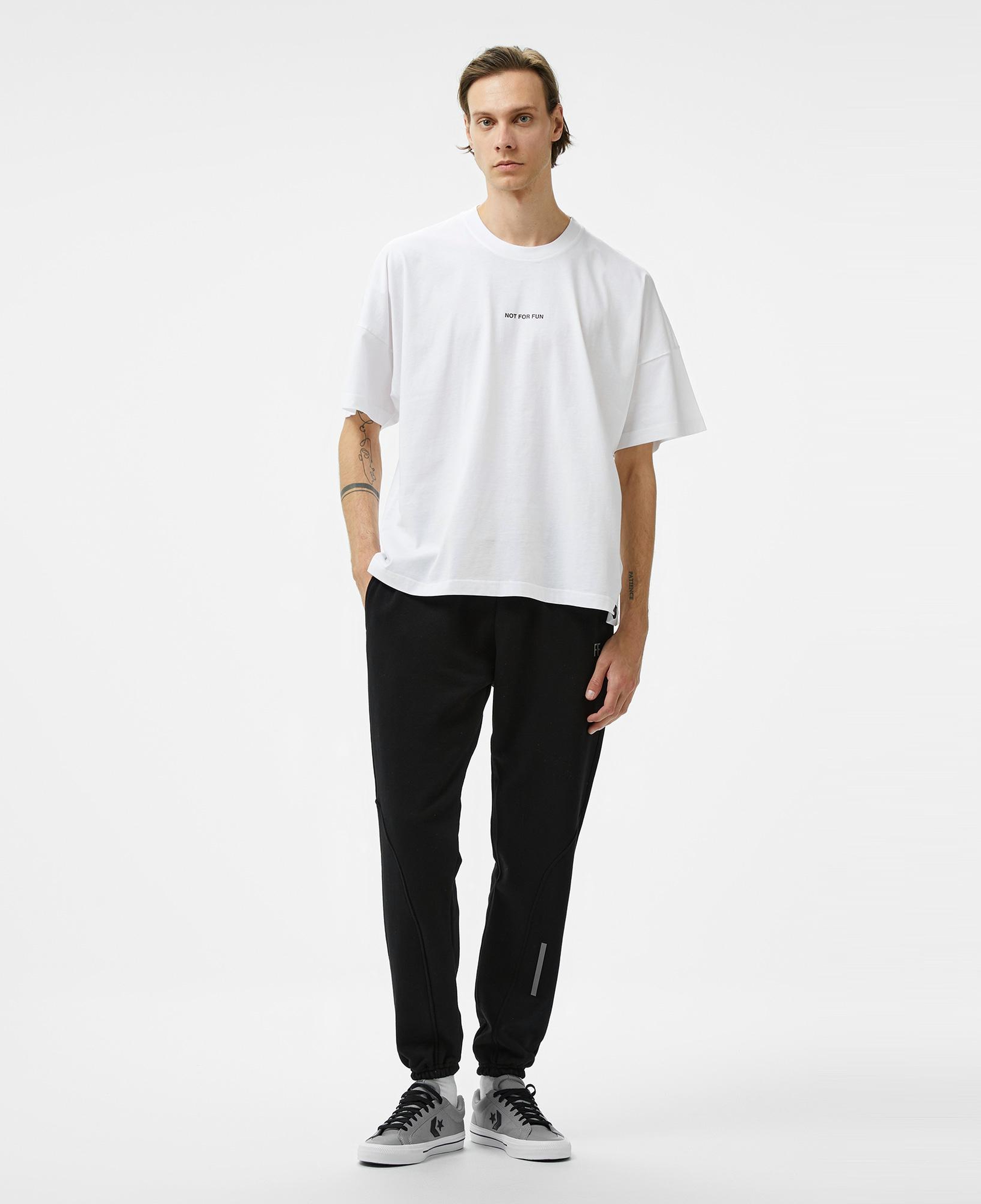 Forfun Not For Fun 004 Oversize Drop Shoulder Erkek Beyaz T-Shirt