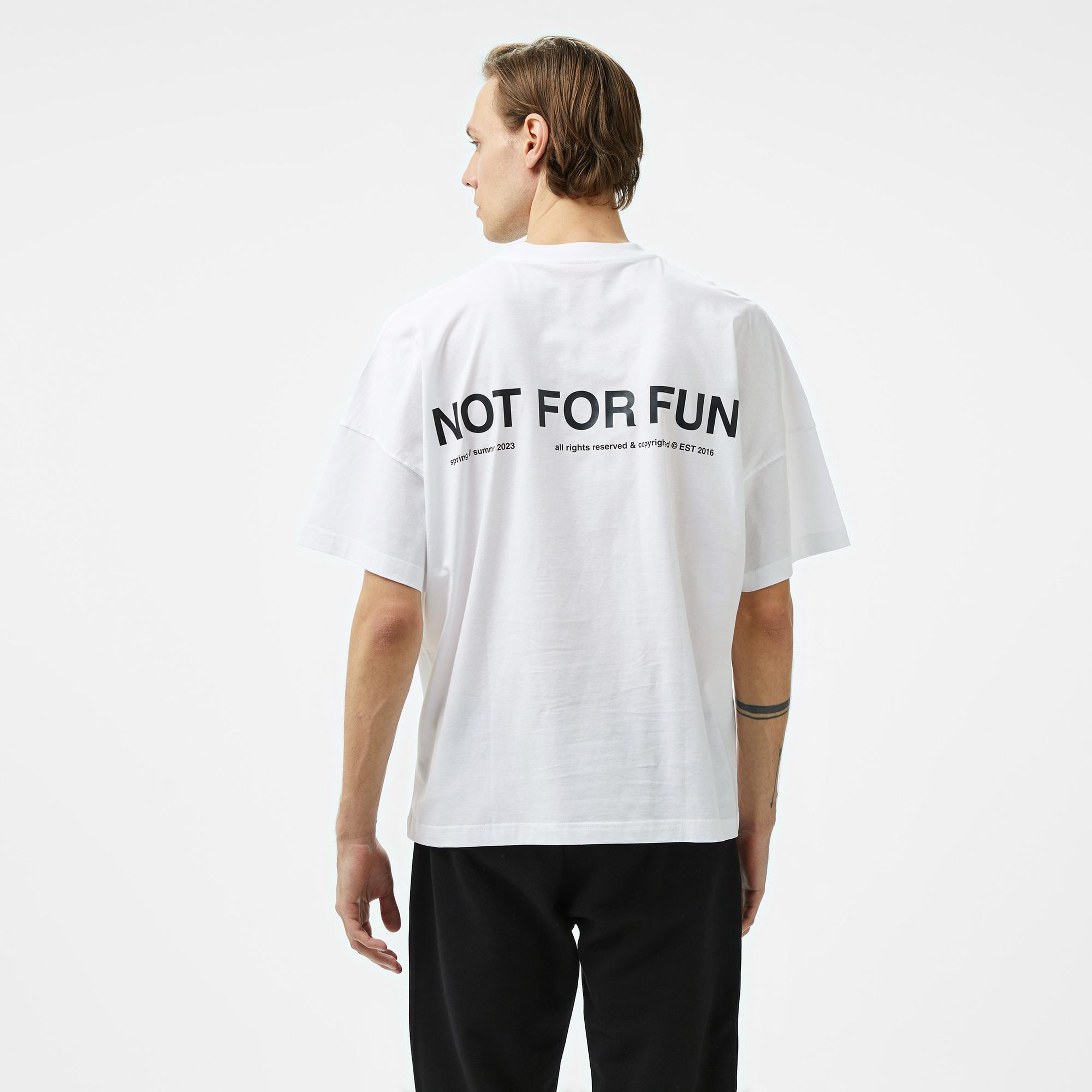 Forfun Not For Fun 004 Oversize Drop Shoulder Erkek Beyaz T-Shirt