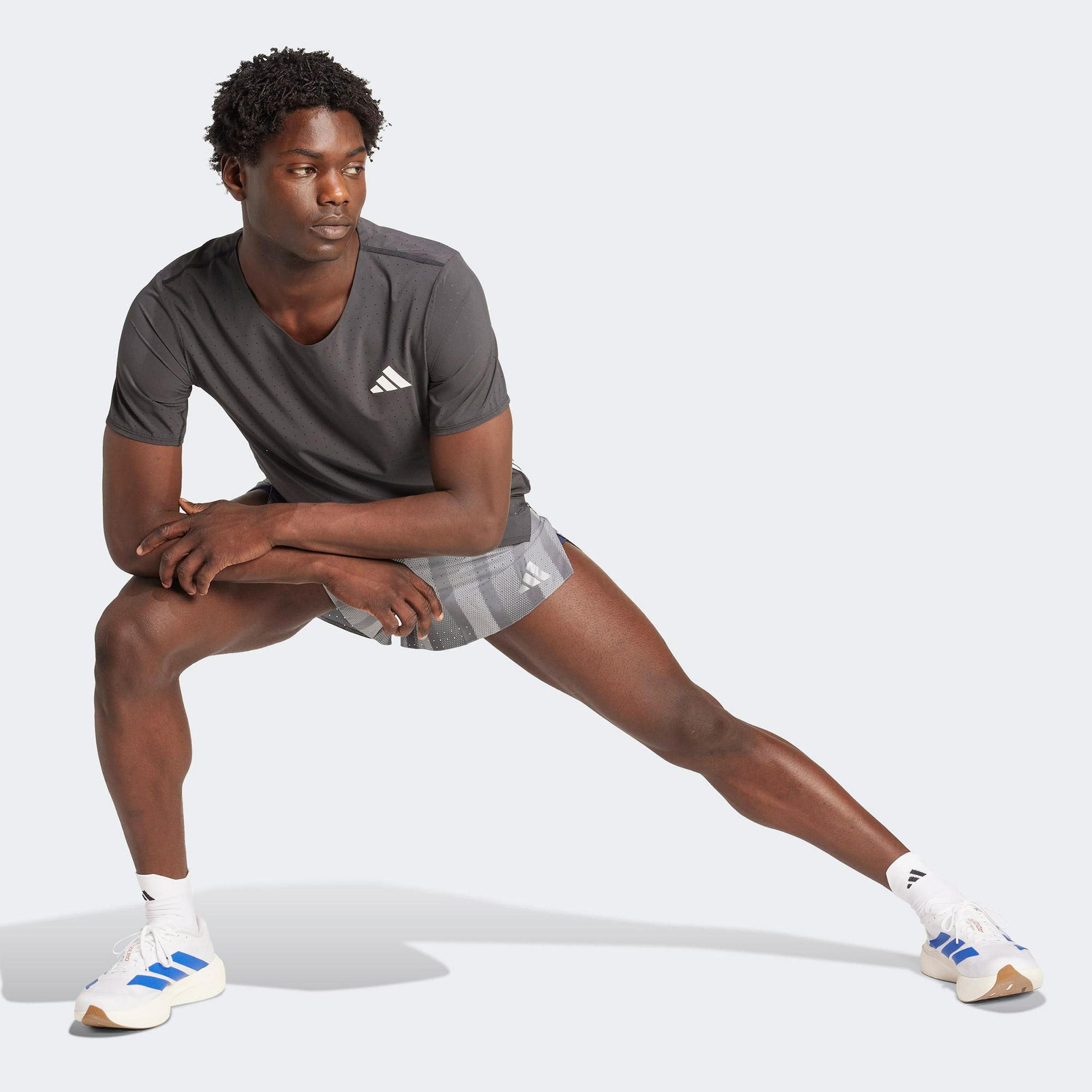 adidas Adizero Btn Running Gel Erkek Gri Koşu Şortu