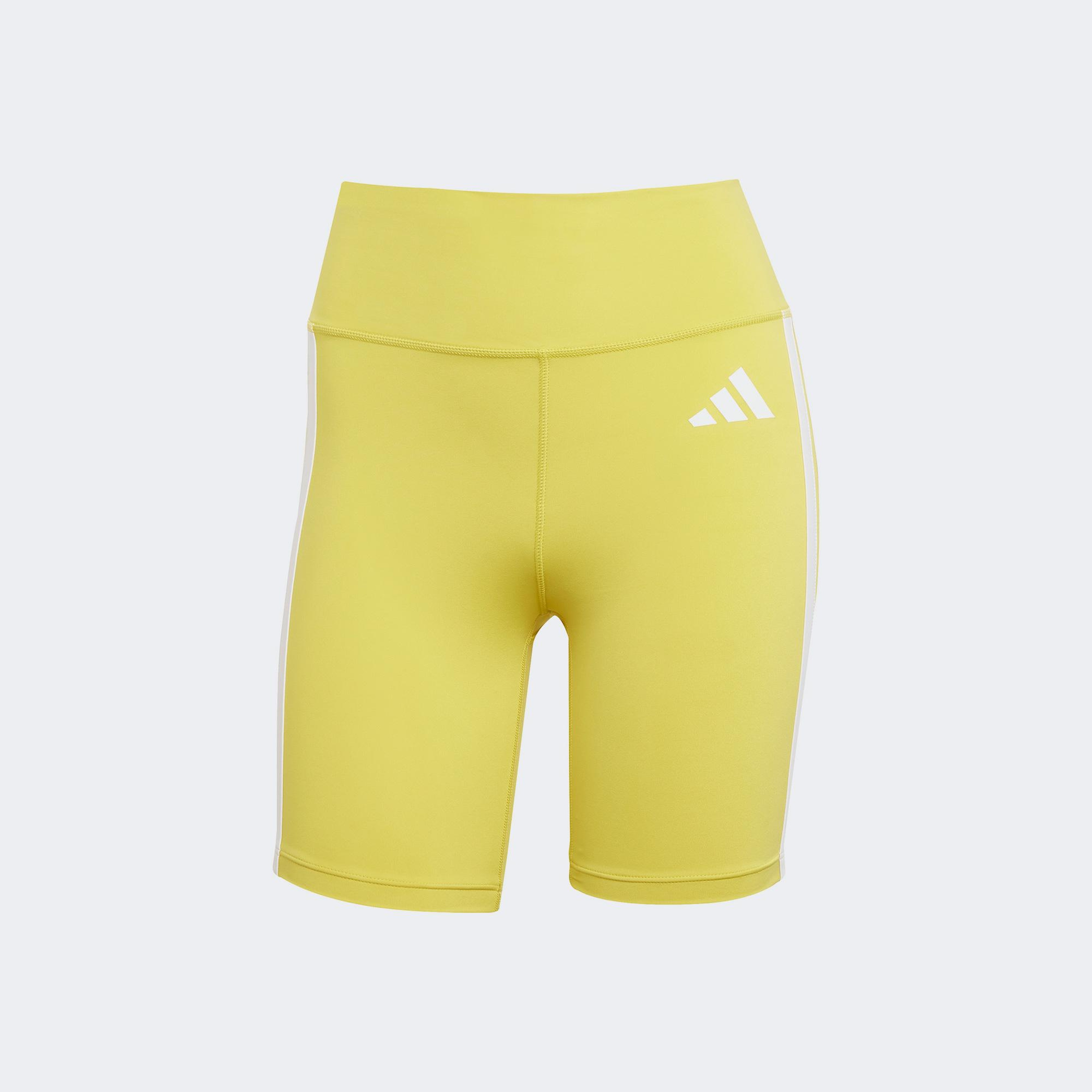 adidas Optime Essentials 3 Stripes Kadın Sarı Antrenman Tayt