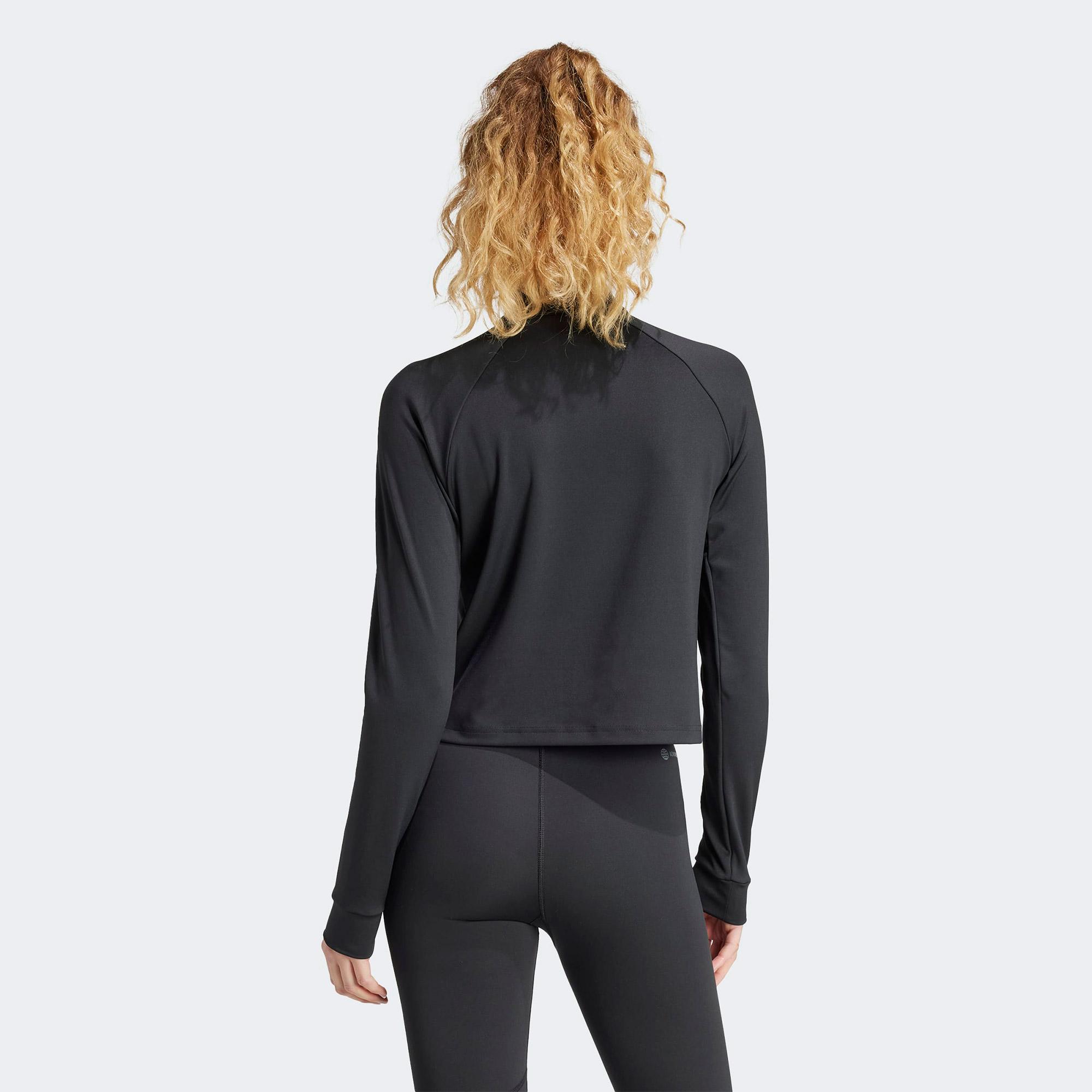 adidas Train Essentials Minimal Branding 1-4 Zip Kadın Siyah Antrenman Eşofman Üstü
