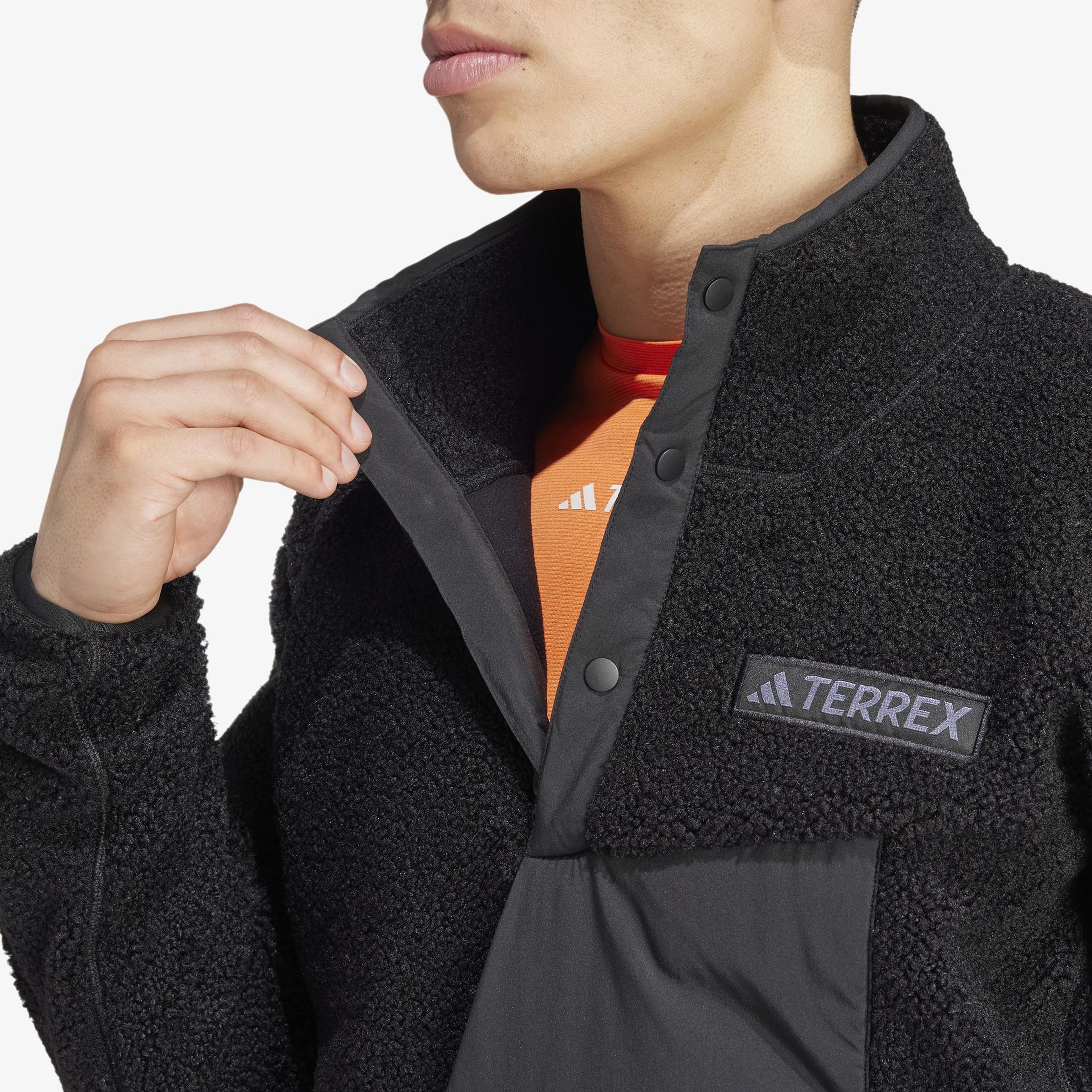 adidas Terrex Xploric High Pile Fleece Pullover Erkek Siyah Yürüyüş Polar