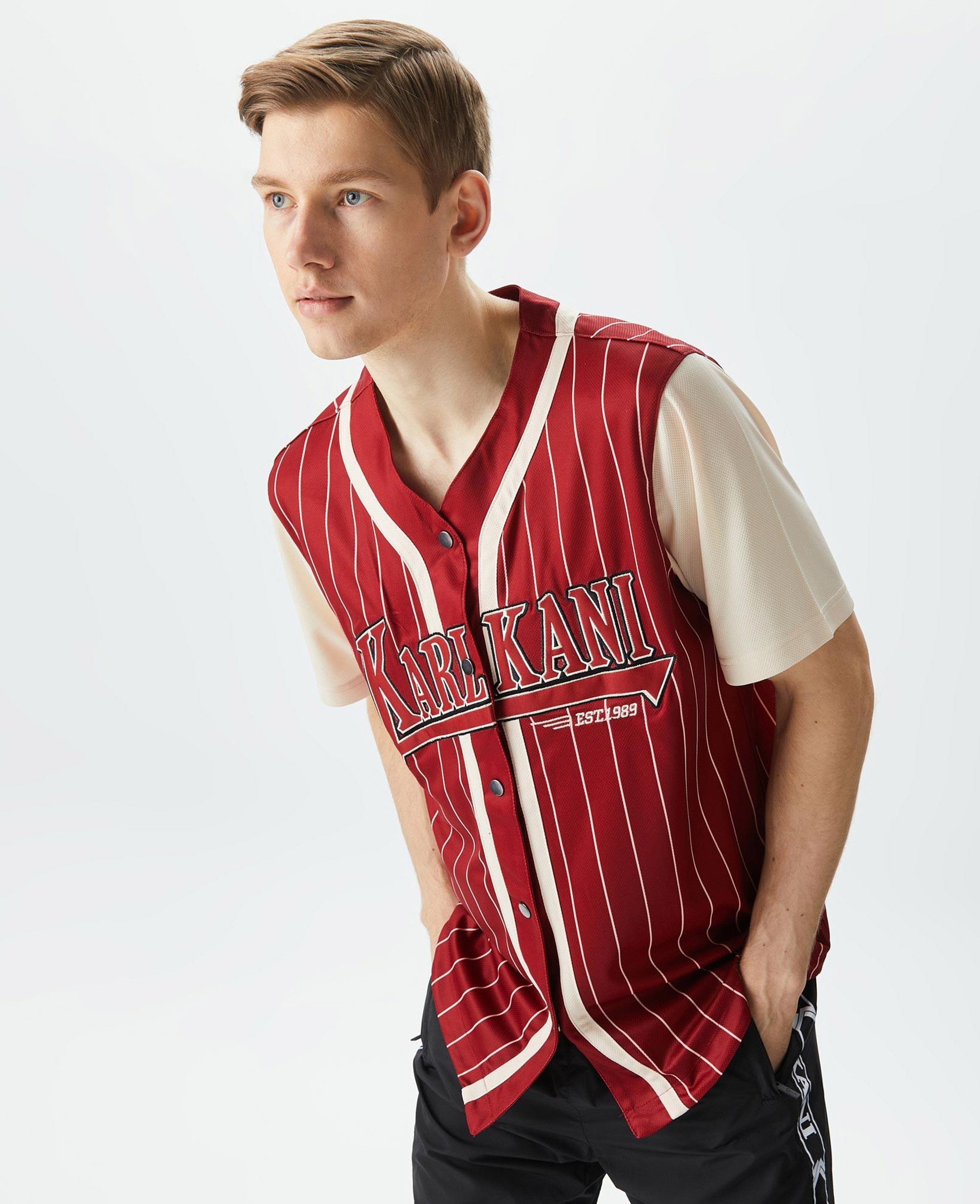 Karl Kani Trekking Block Pinstripe Baseball Erkek Kırmızı Gömlek