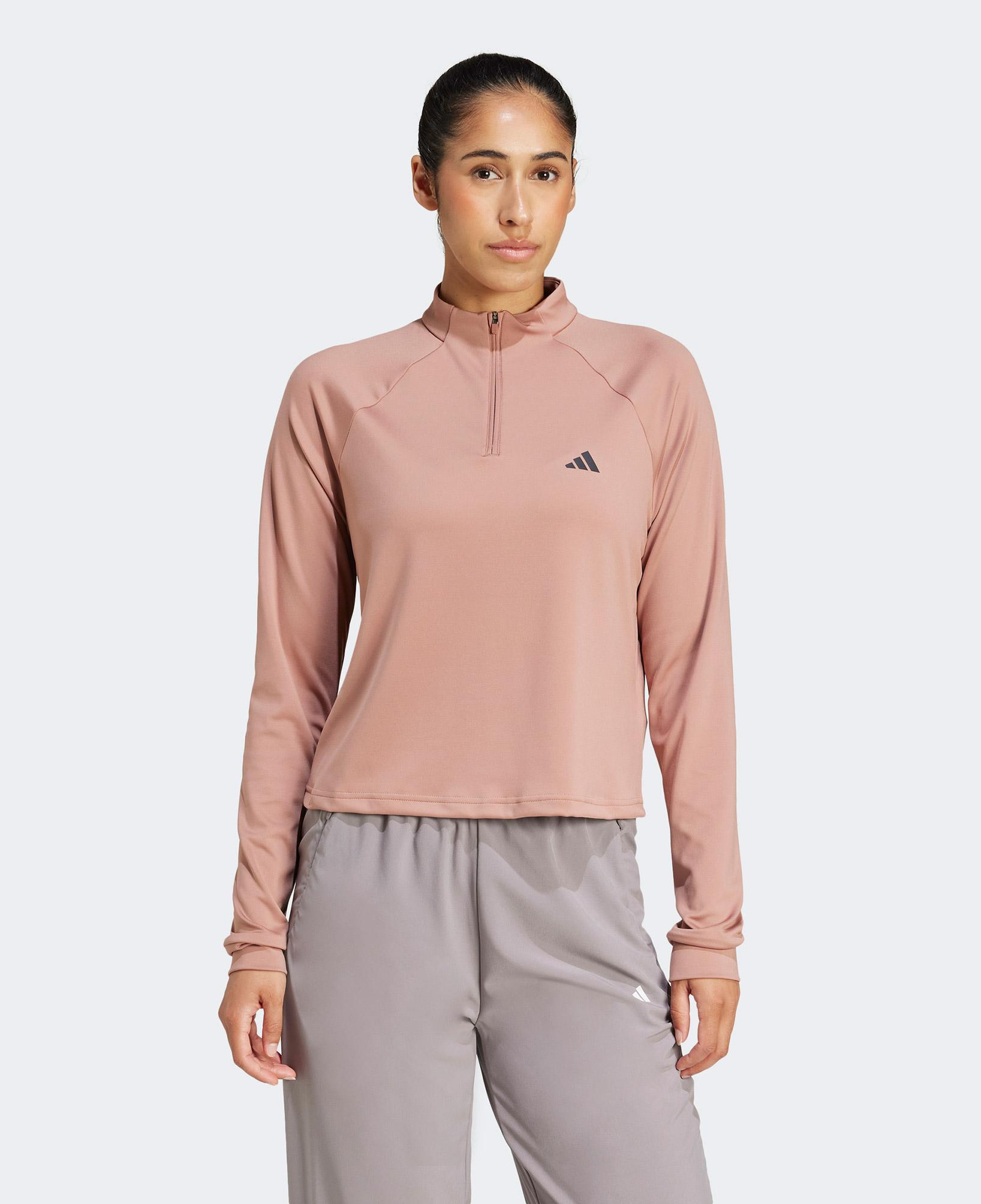 adidas Train Essentials Minimal 1/4 Zip Kadın Pembe Eşofman Üstü
