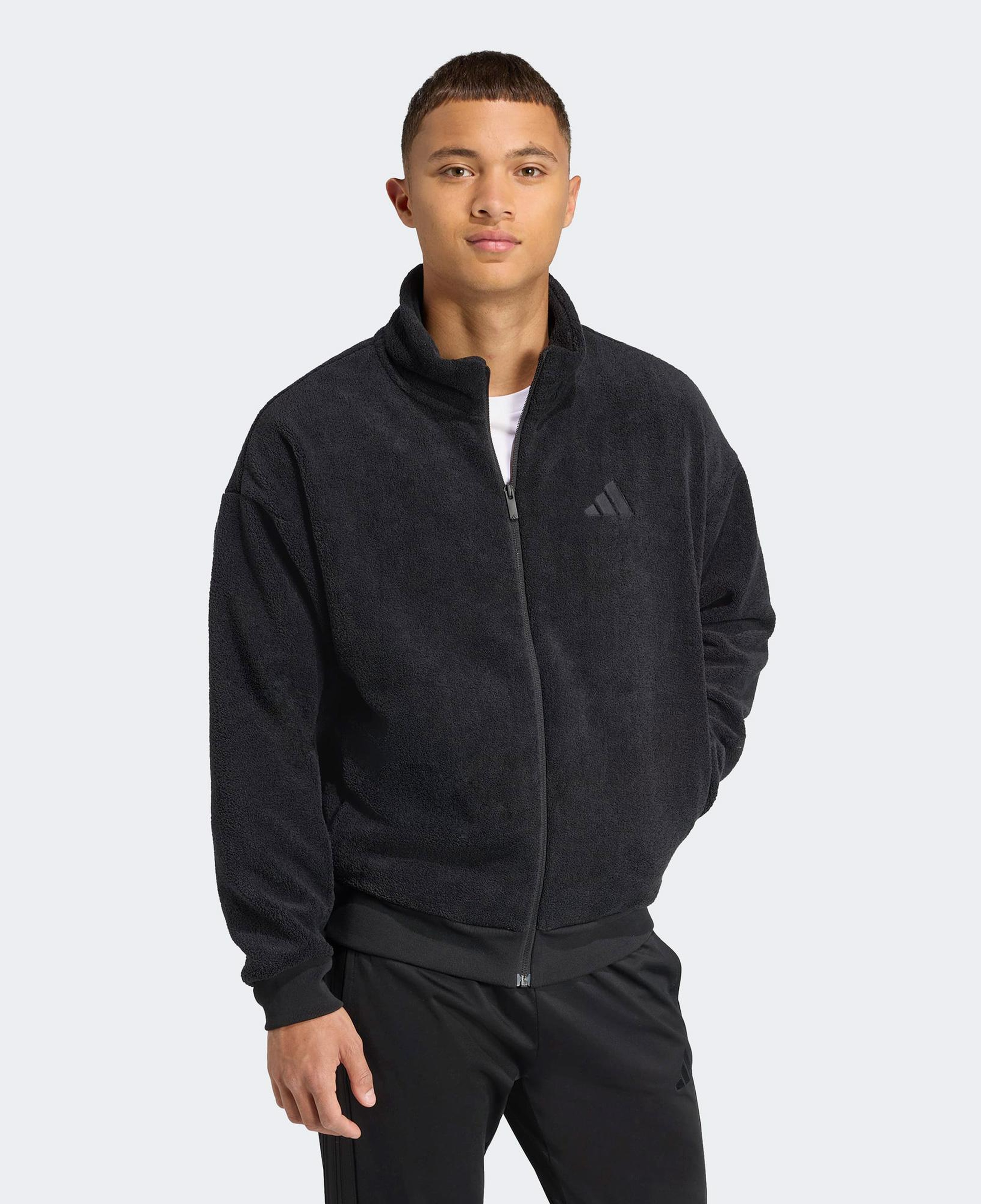 adidas Future icons Small Logo Low Pile Fleece Erkek Siyah Eşofman Üstü