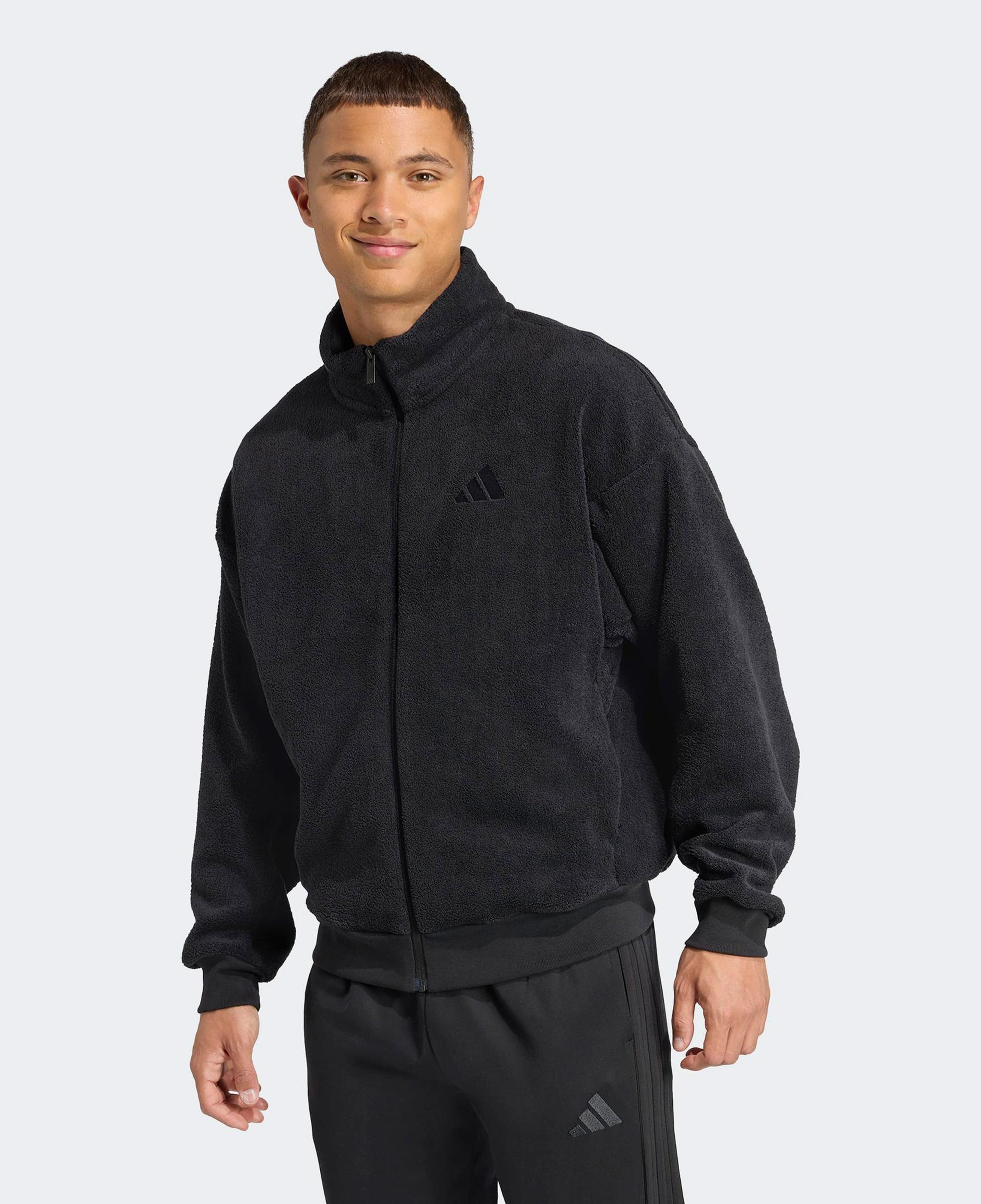 adidas Future icons Small Logo Low Pile Fleece Erkek Siyah Eşofman Üstü