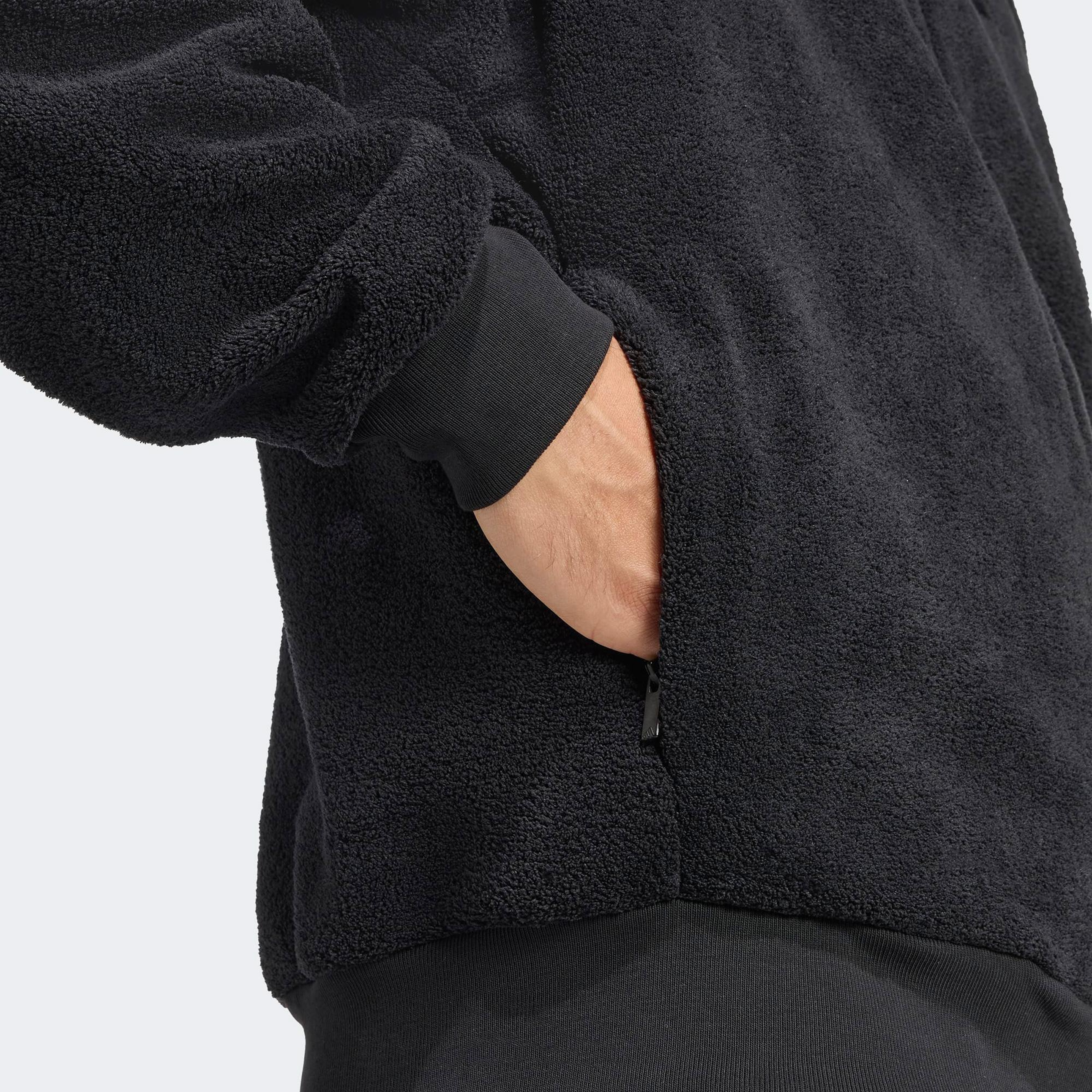 adidas Future icons Small Logo Low Pile Fleece Erkek Siyah Eşofman Üstü