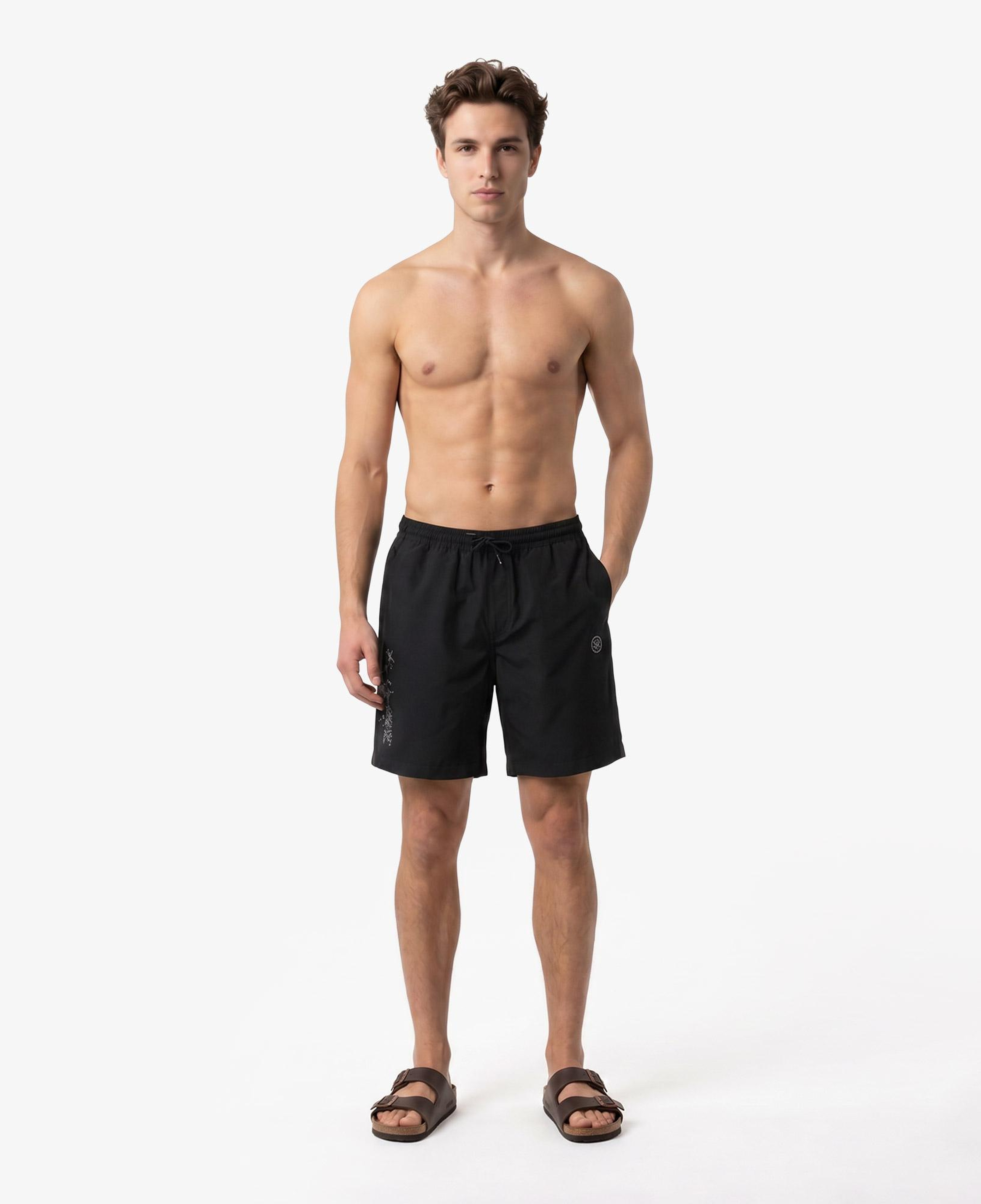 UNITED4 Regular Fit Erkek Siyah Deniz Şortu