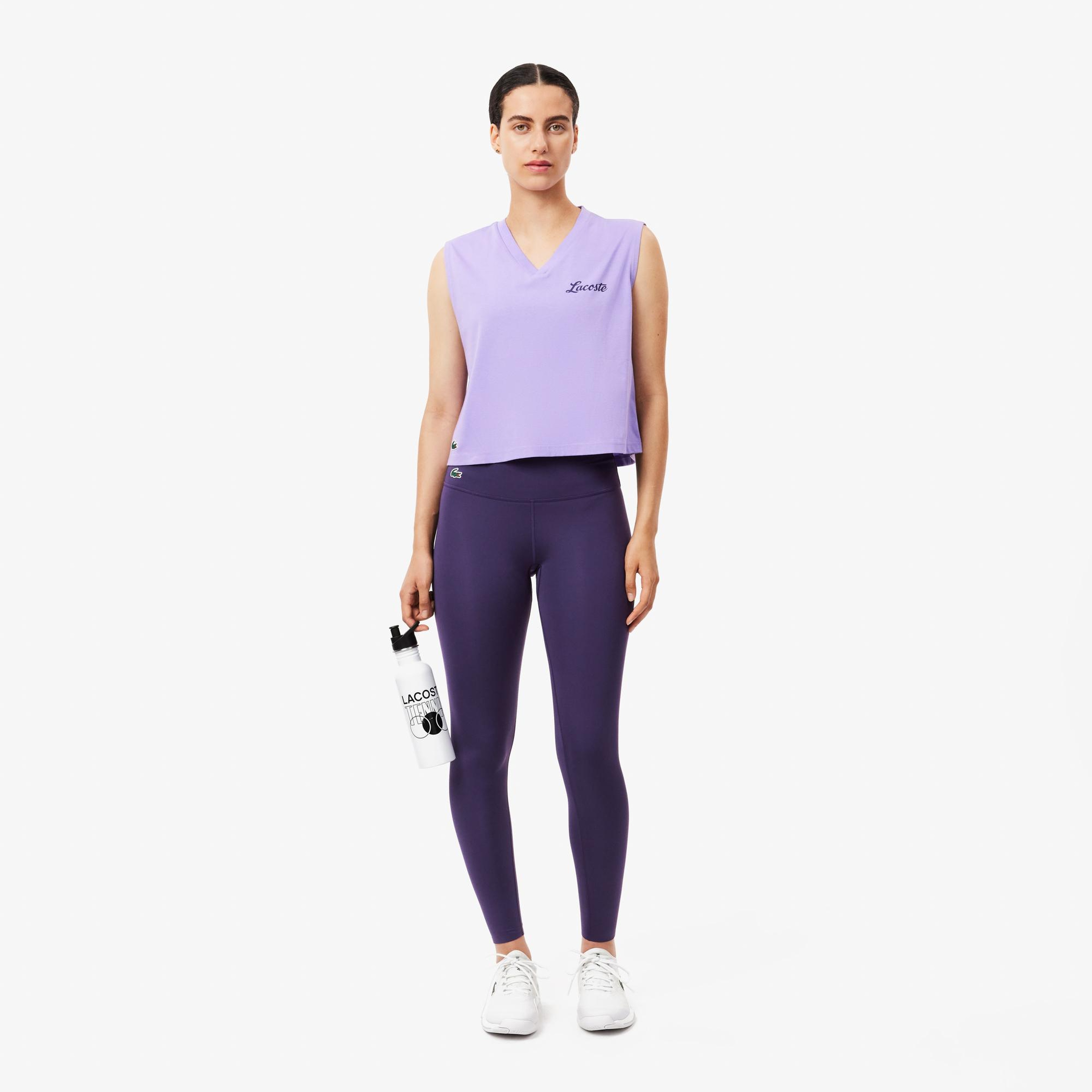 Kadın Slim Fit Baskılı Mor Tayt