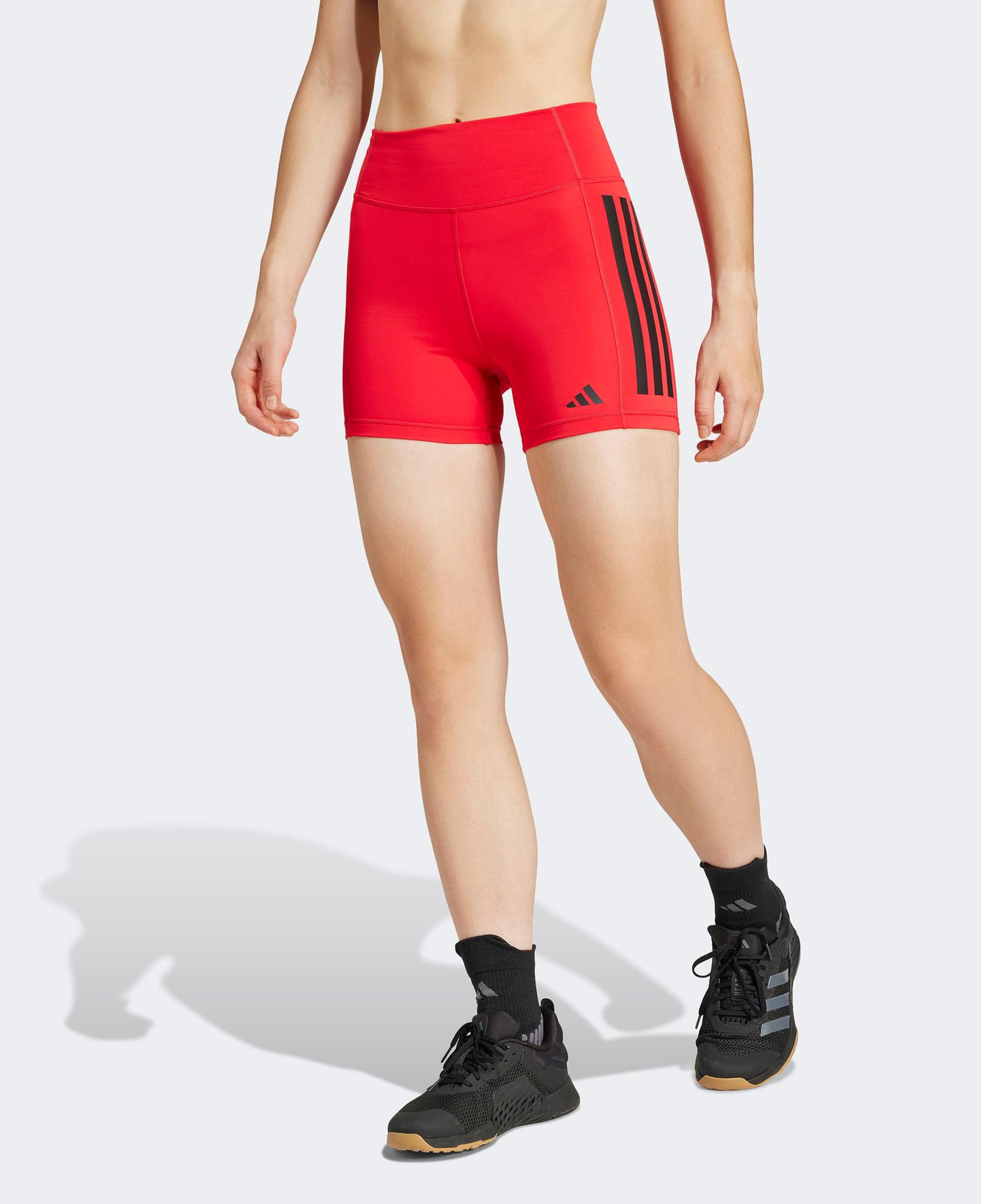 adidas Optime 3 Stripes 1/4 Kadın Kırmızı Antrenman Şort