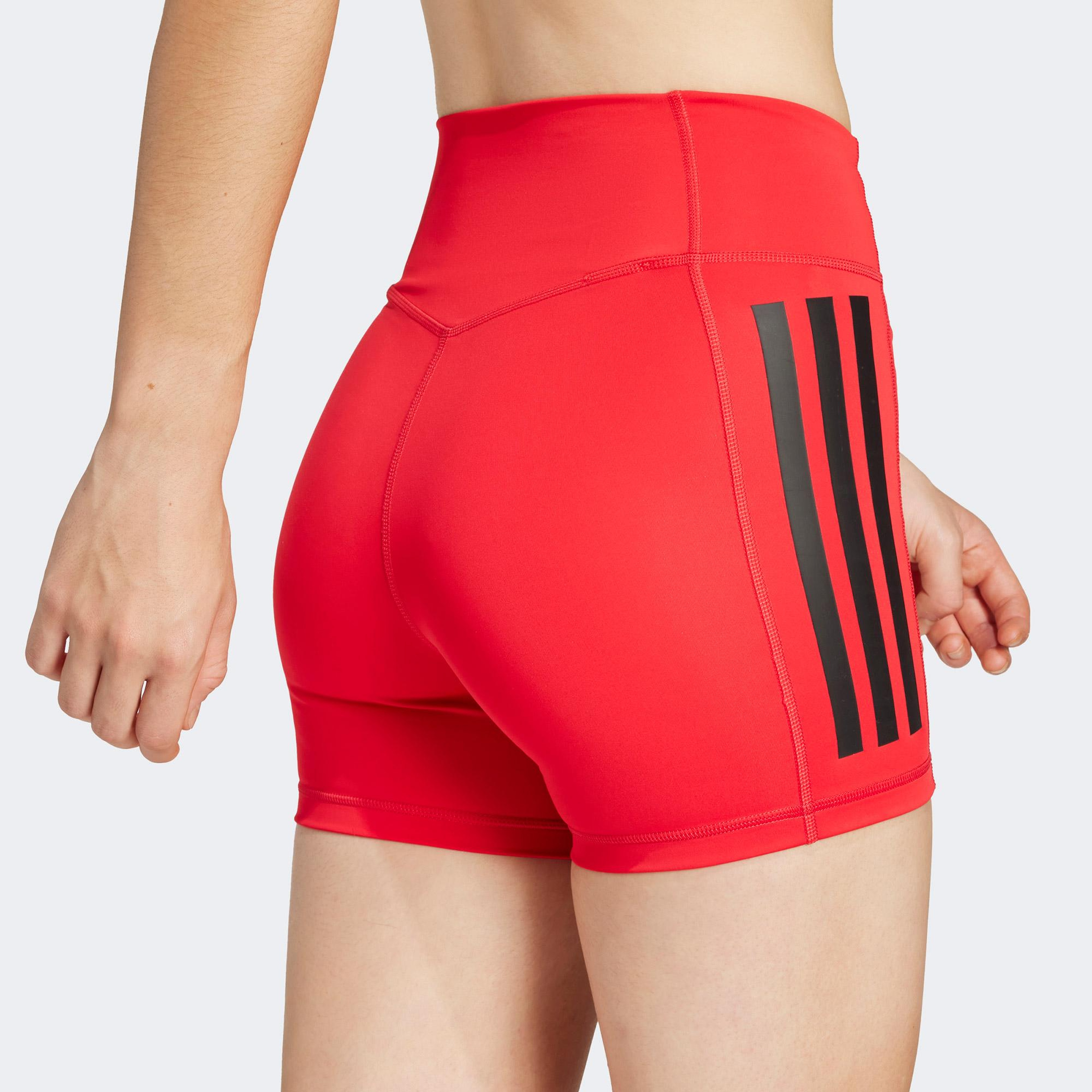 adidas Optime 3 Stripes 1/4 Kadın Kırmızı Antrenman Şort