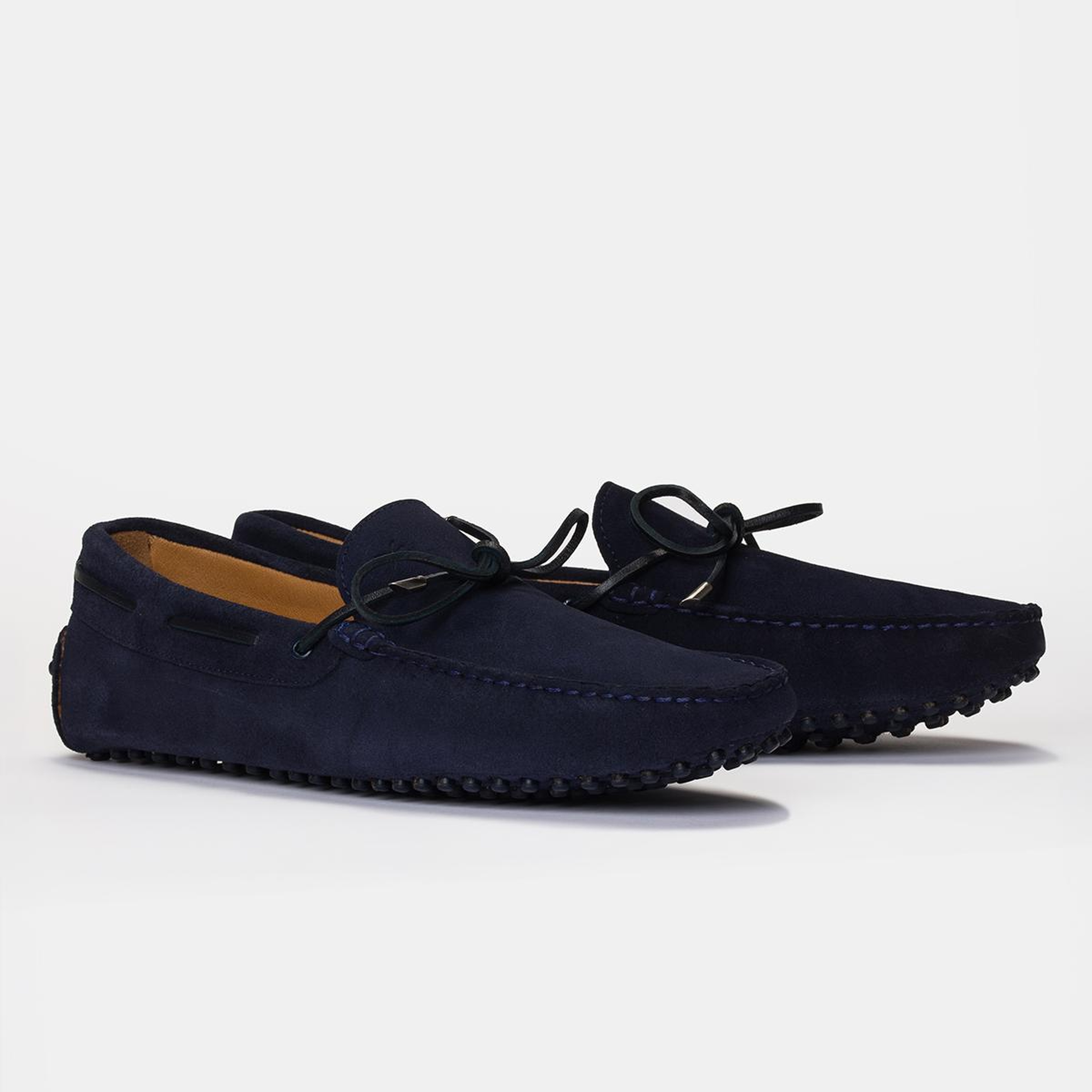 Erkek Lacivert Bağcık Detaylı Süet Loafer
