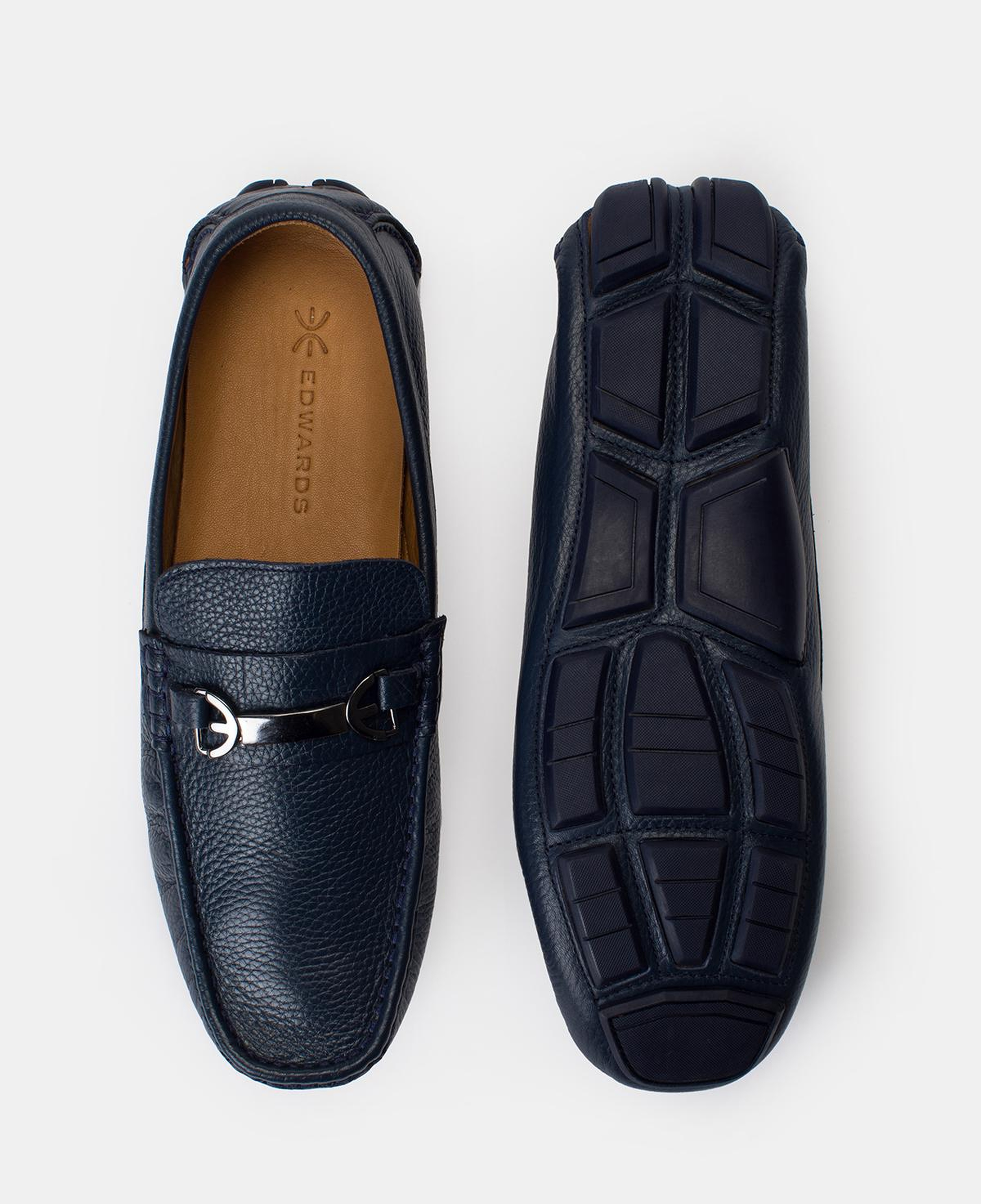 Erkek Lacivert Deri Tokalı Loafer