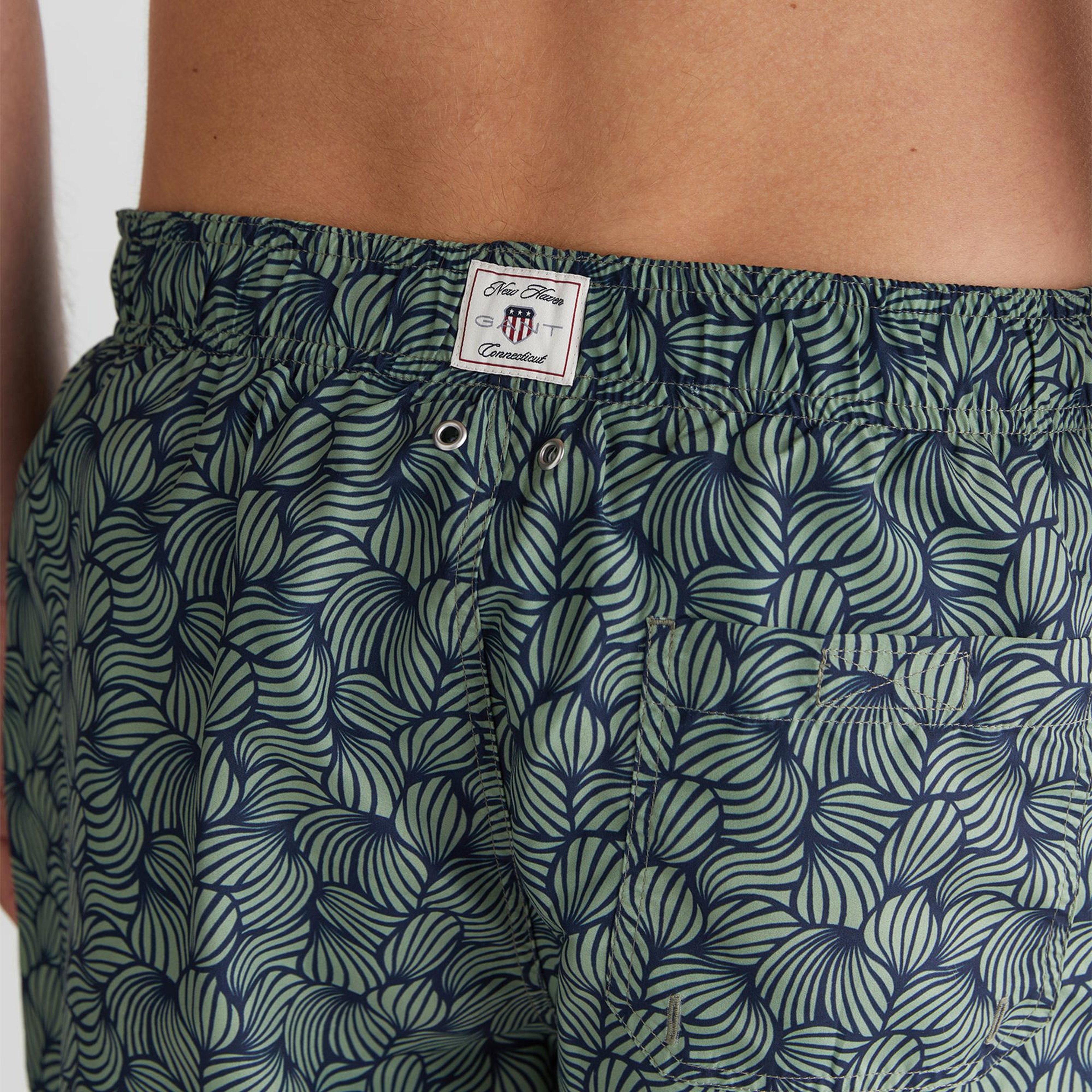 GANT Erkek Lacivert Regular Fit Desenli Mayo Şort