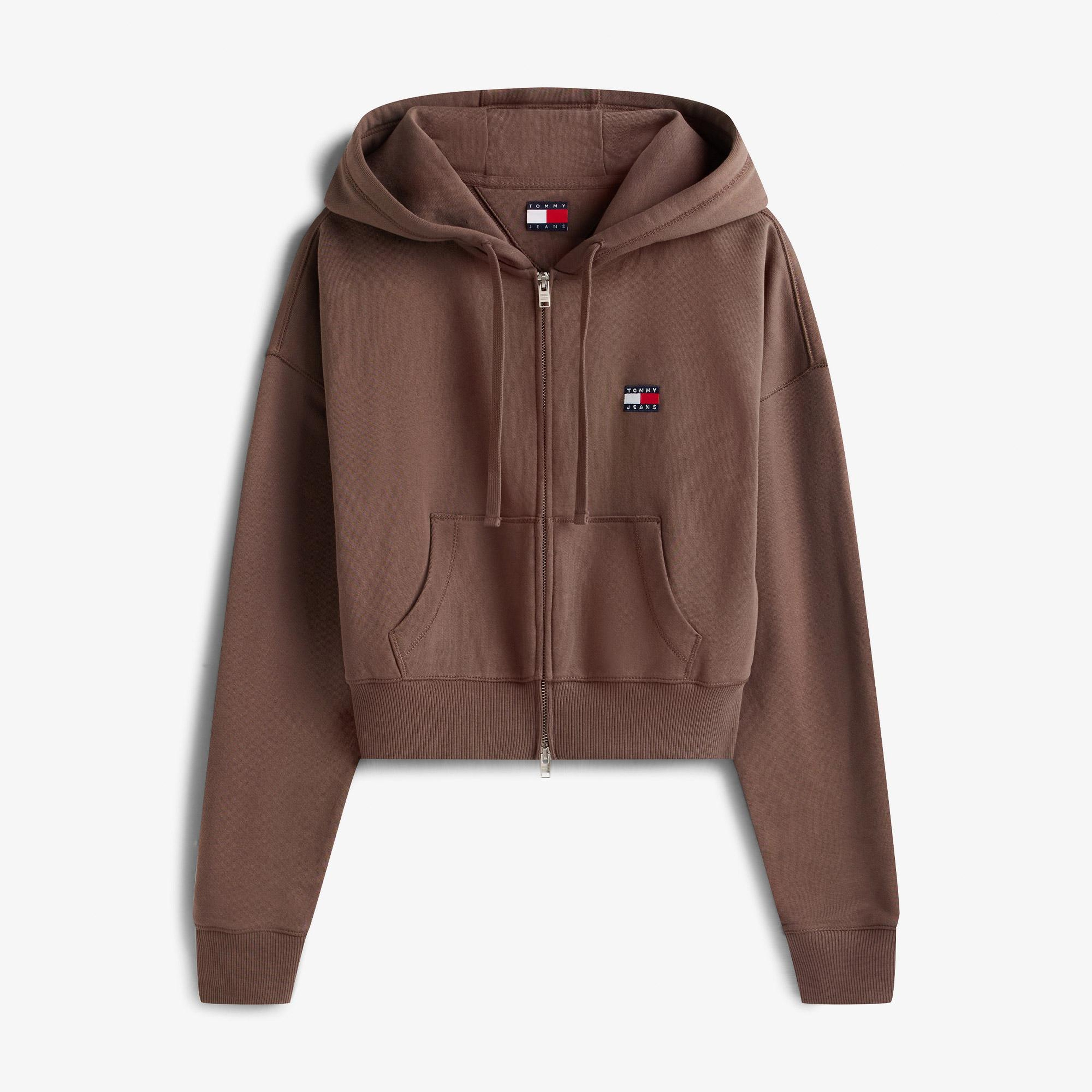 Tommy Hilfiger Bxy Crop Zip Kadın Kahverengi Sweatshirt