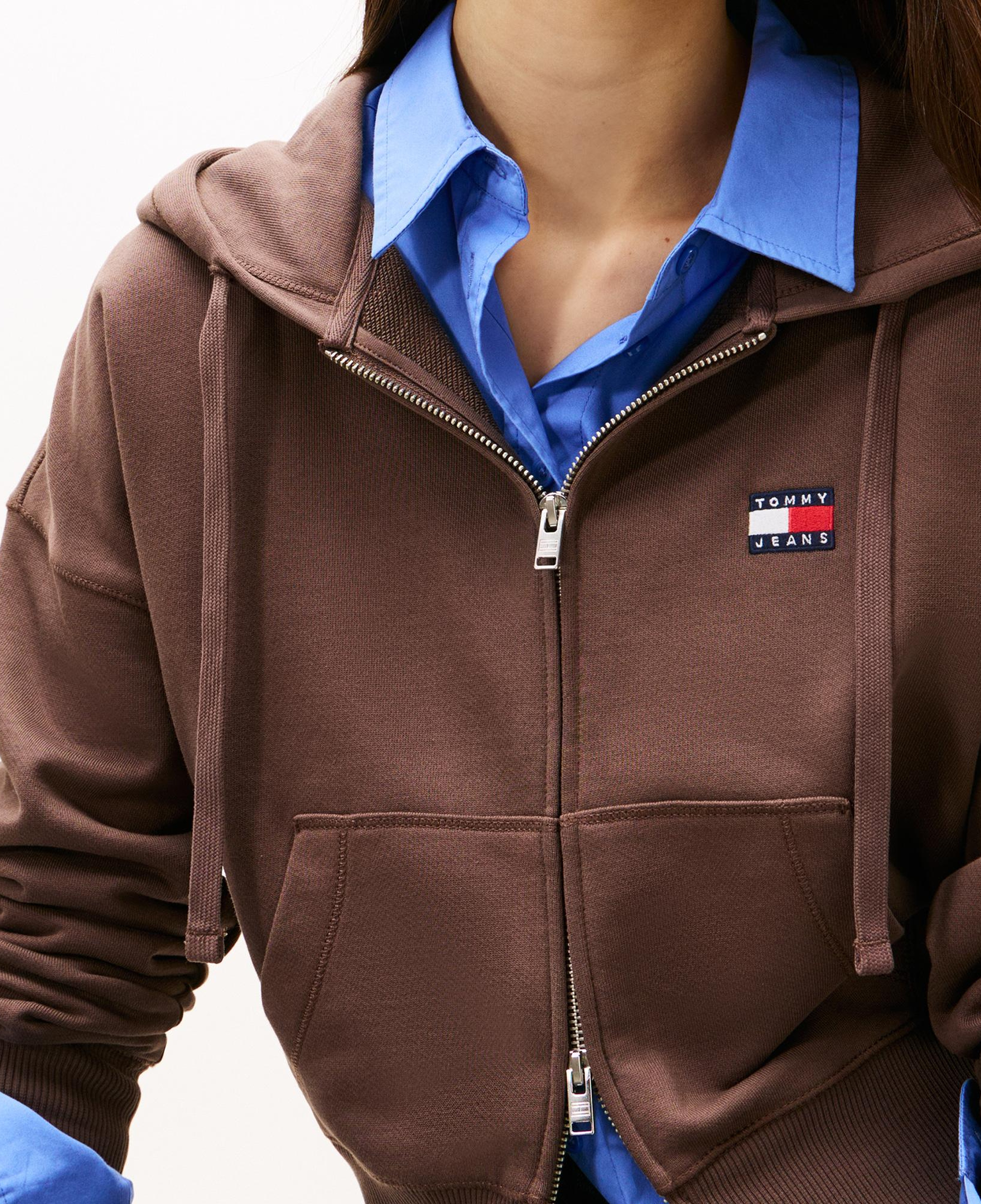 Tommy Hilfiger Bxy Crop Zip Kadın Kahverengi Sweatshirt