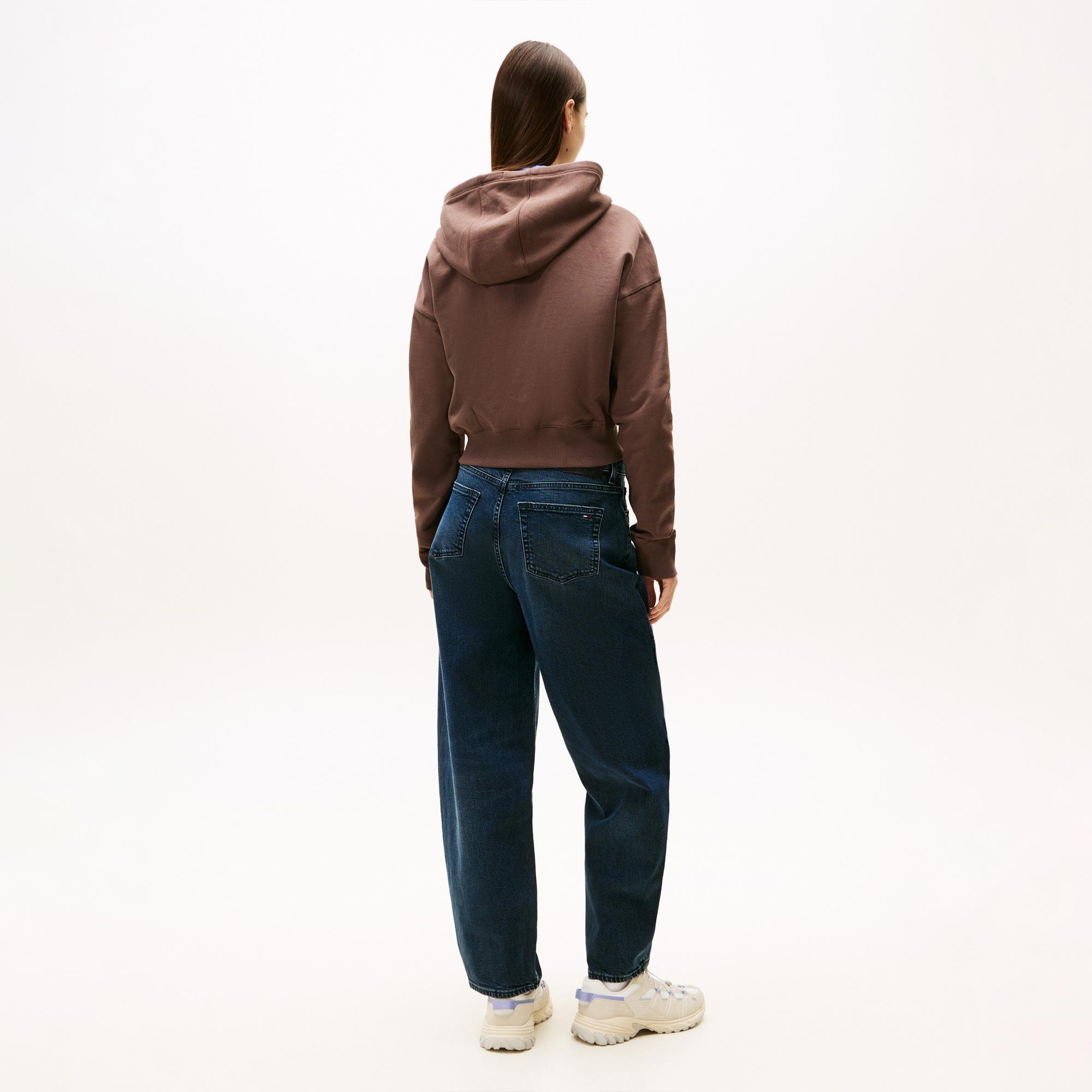 Tommy Hilfiger Bxy Crop Zip Kadın Kahverengi Sweatshirt