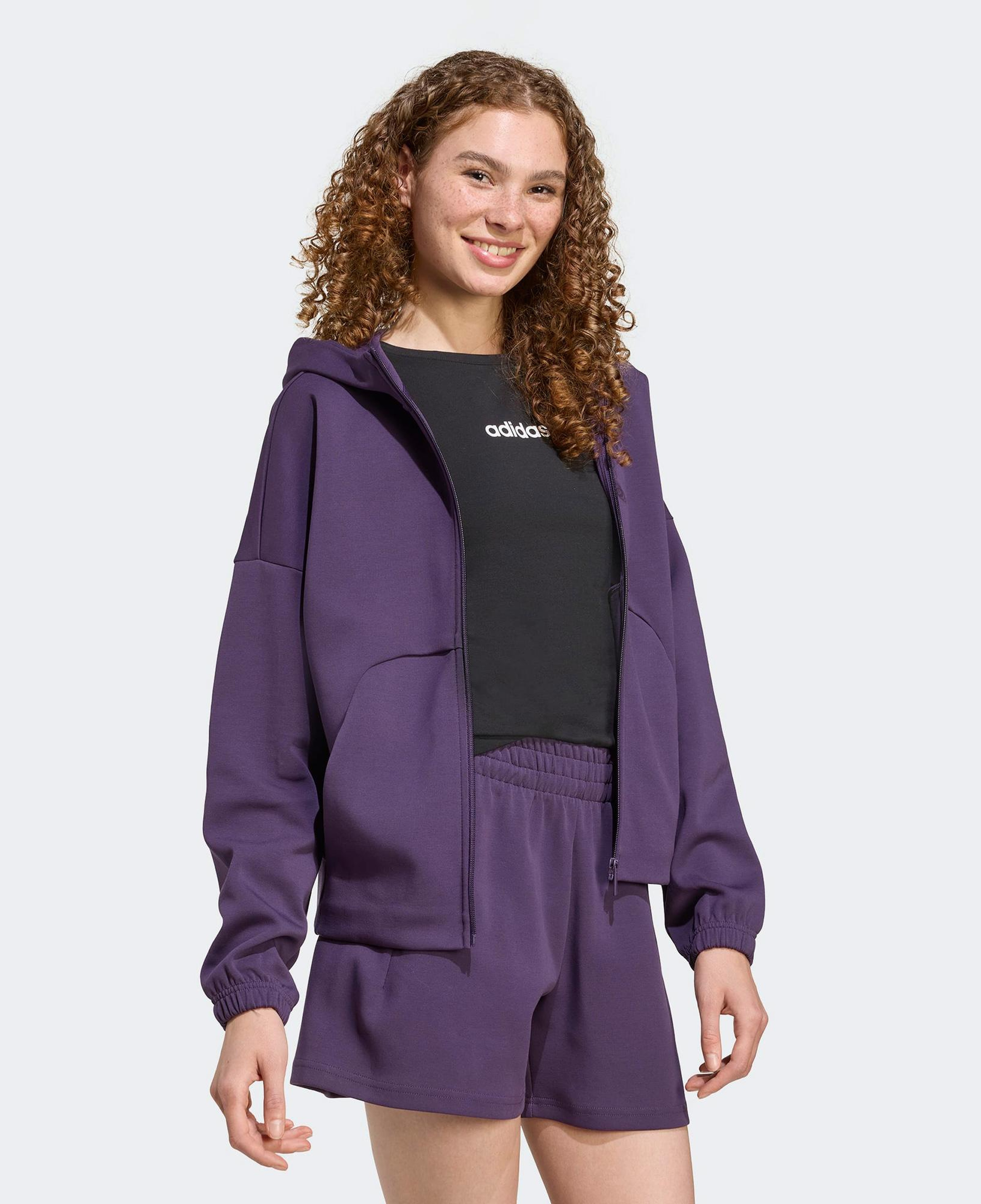 adidas Future icons Small Logo Full Zip Kadın Mor Eşofman Üstü