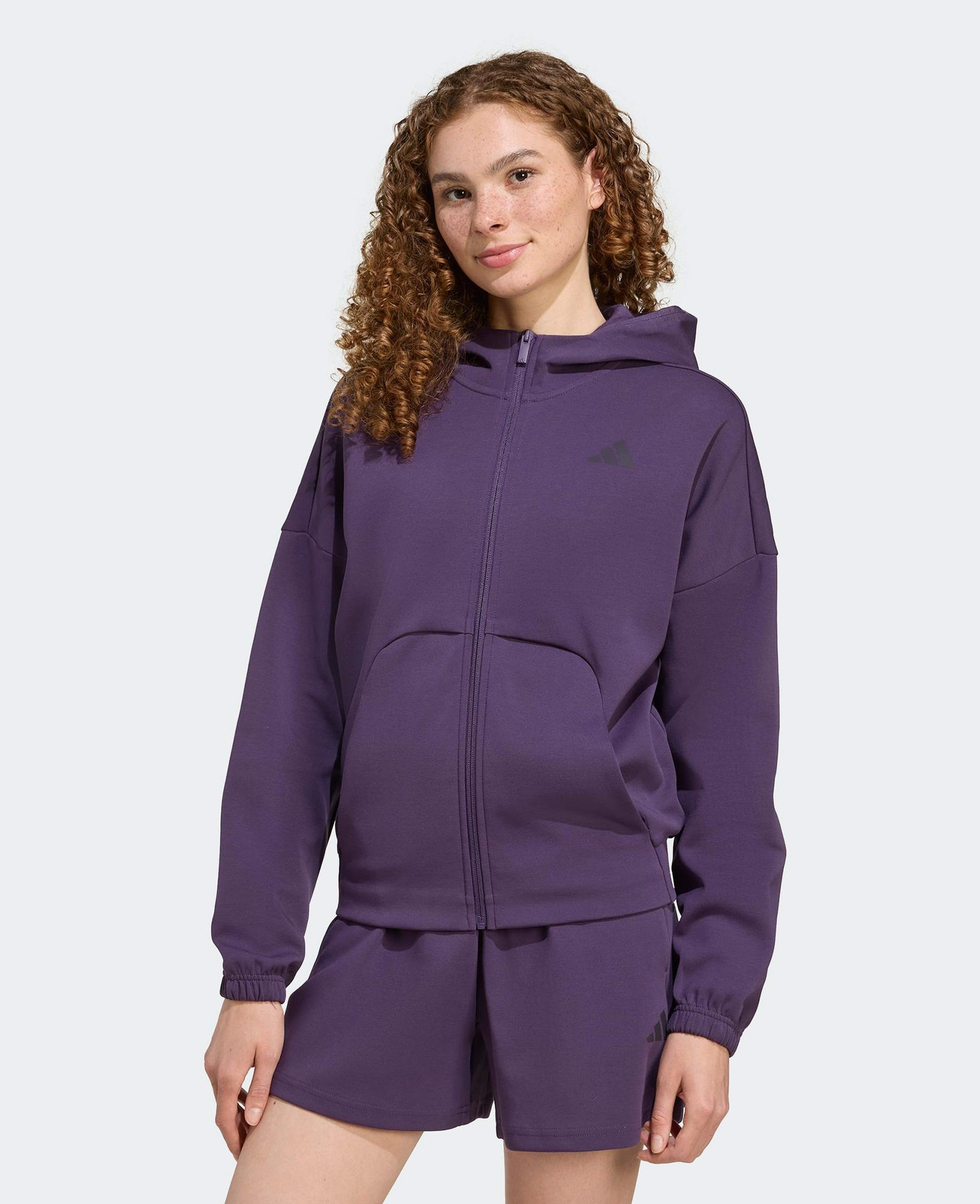adidas Future icons Small Logo Full Zip Kadın Mor Eşofman Üstü