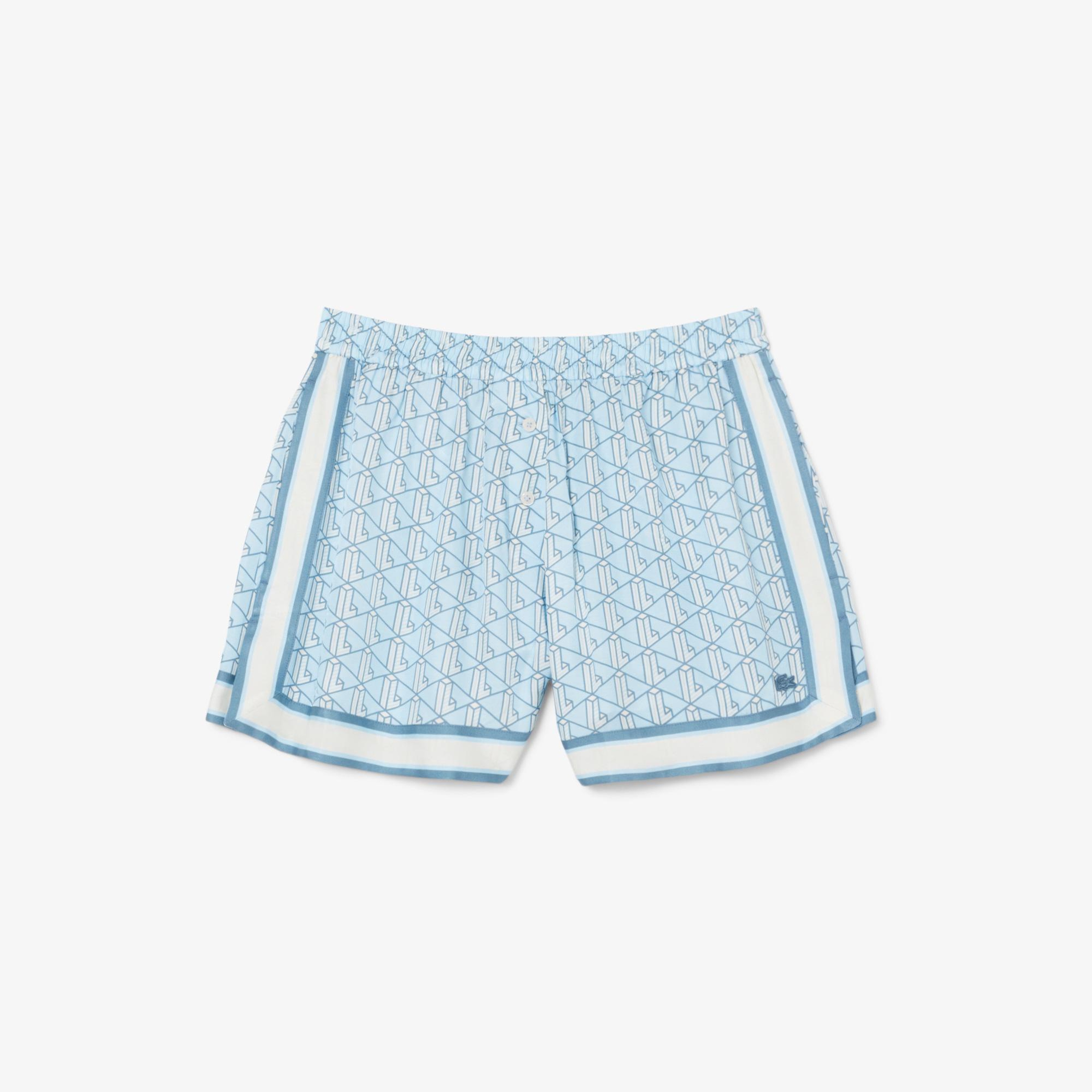 Lacoste Monogram Kadın Mavi Şort