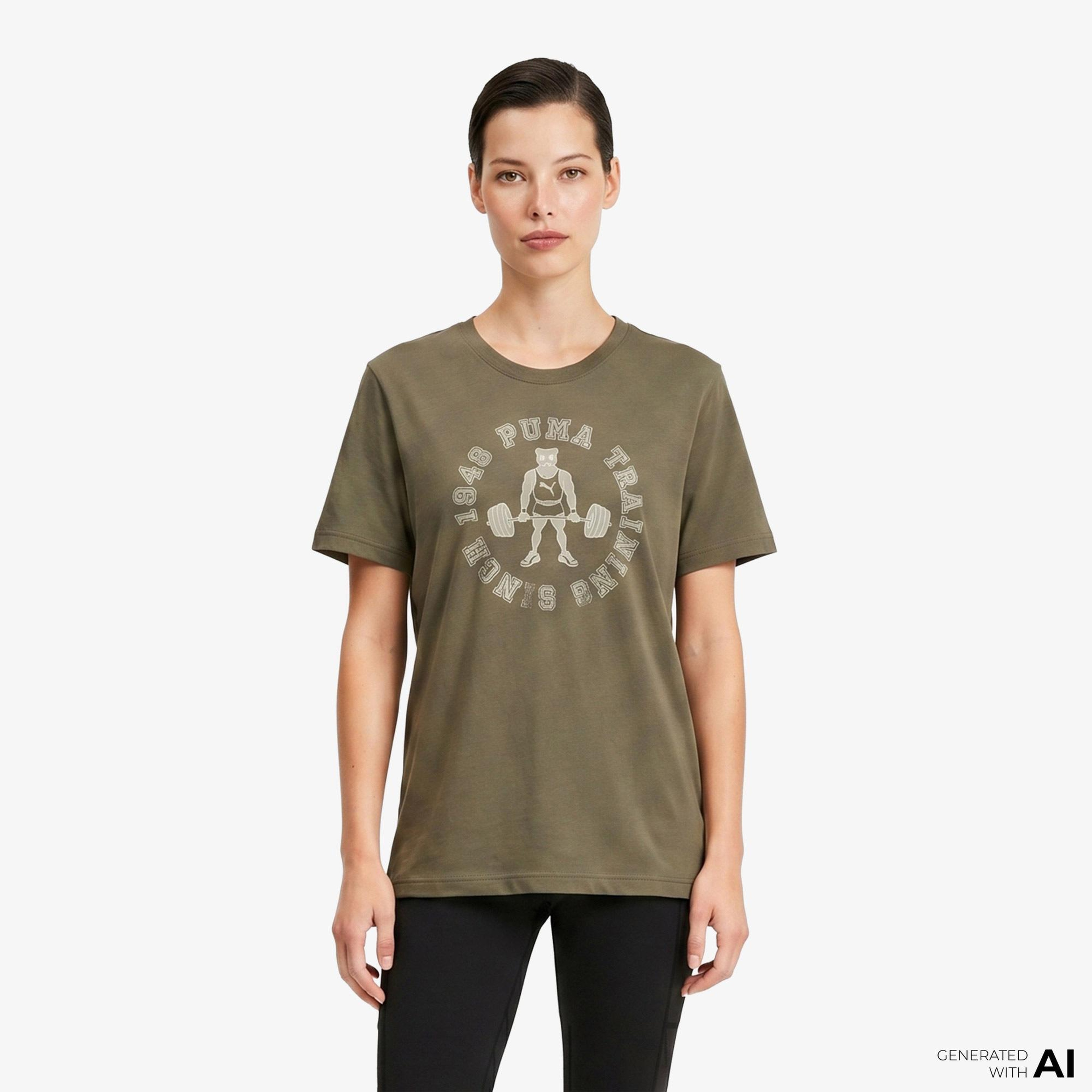 Puma Graphic 2 Erkek Haki Antrenman T-Shirt