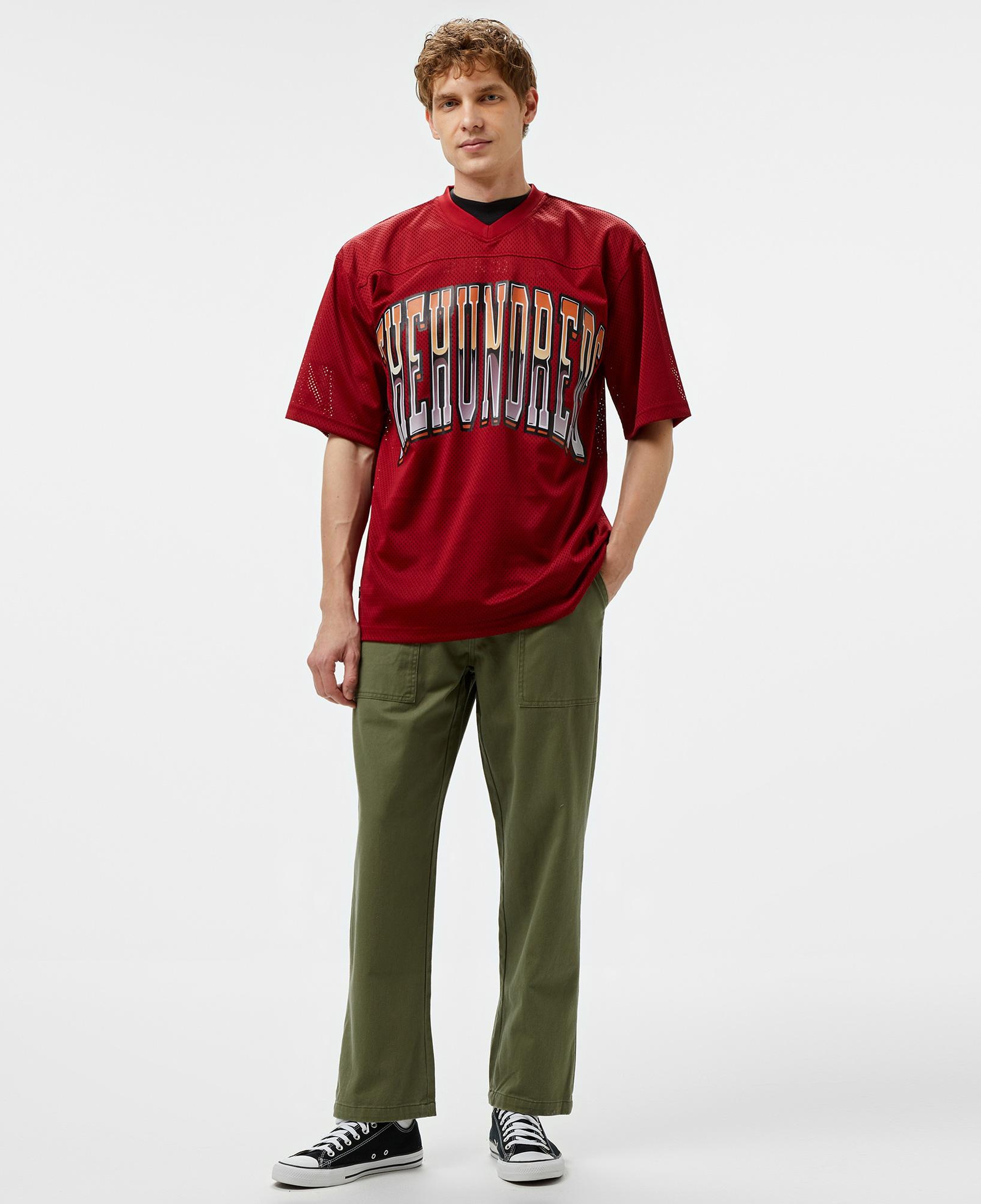 The Hundreds Division Football Jersey Erkek Bordo T-Shirt