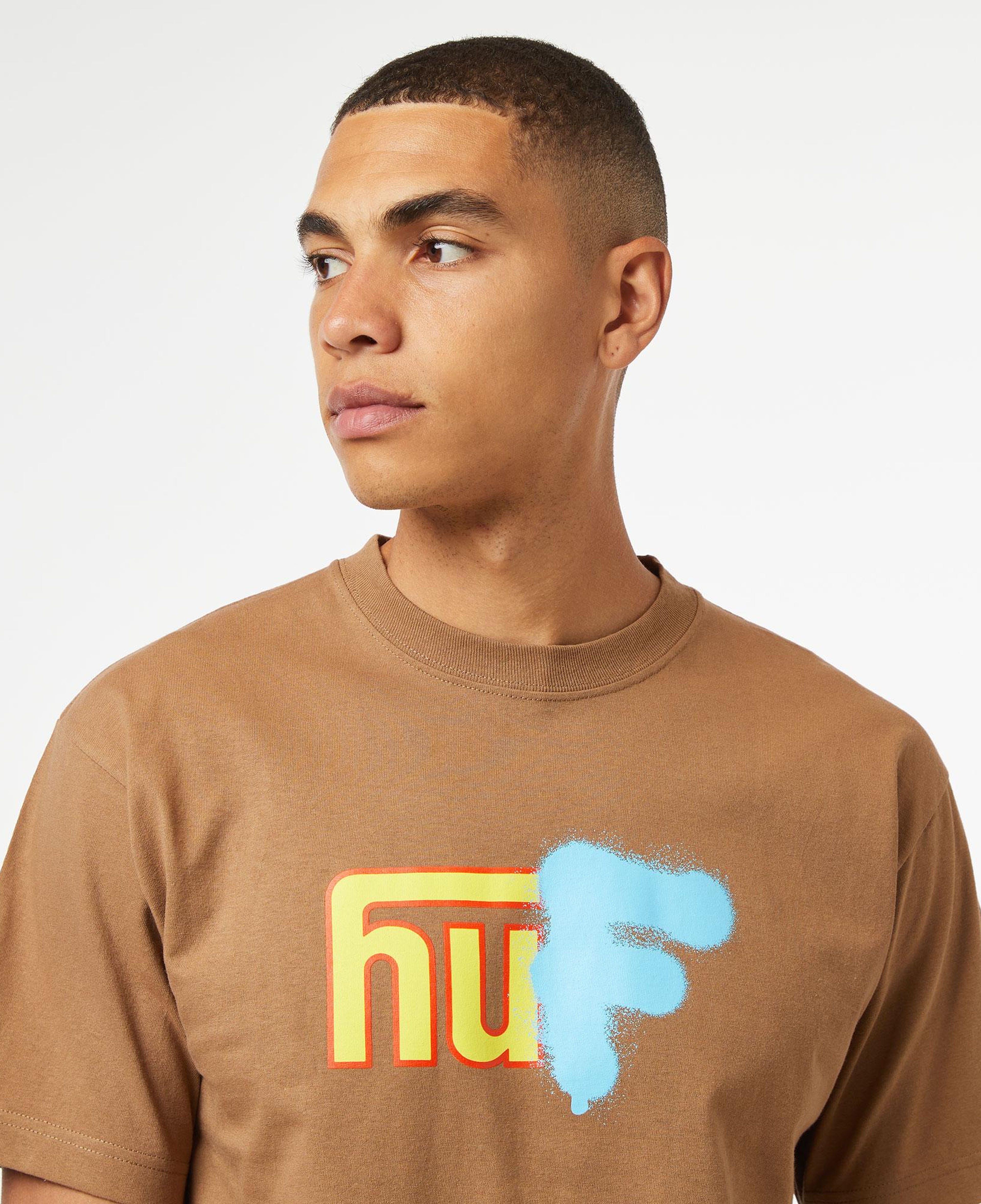 HUF Upside Downtown S/S Erkek Krem T-Shirt