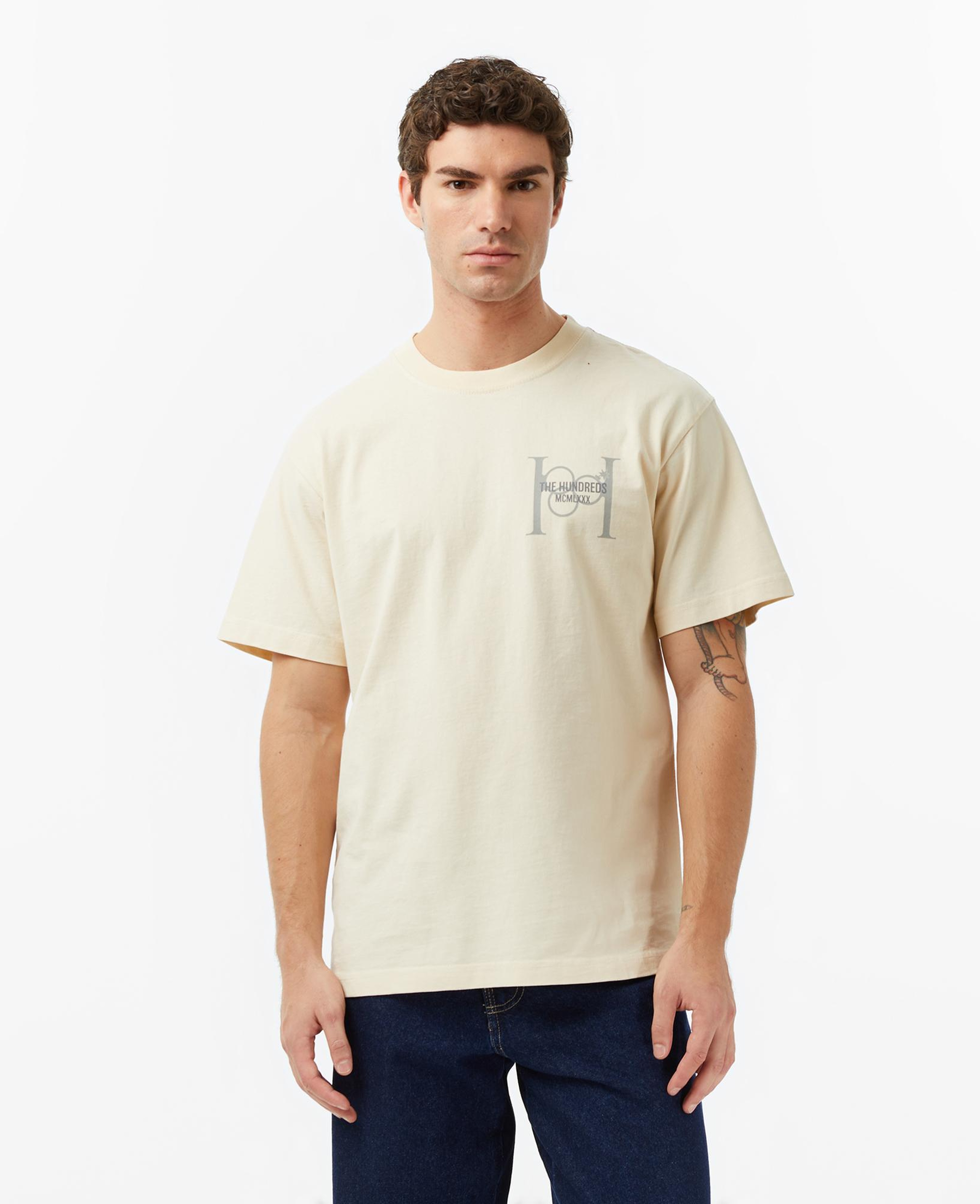 The Hundreds Monogram Erkek Krem T-Shirt