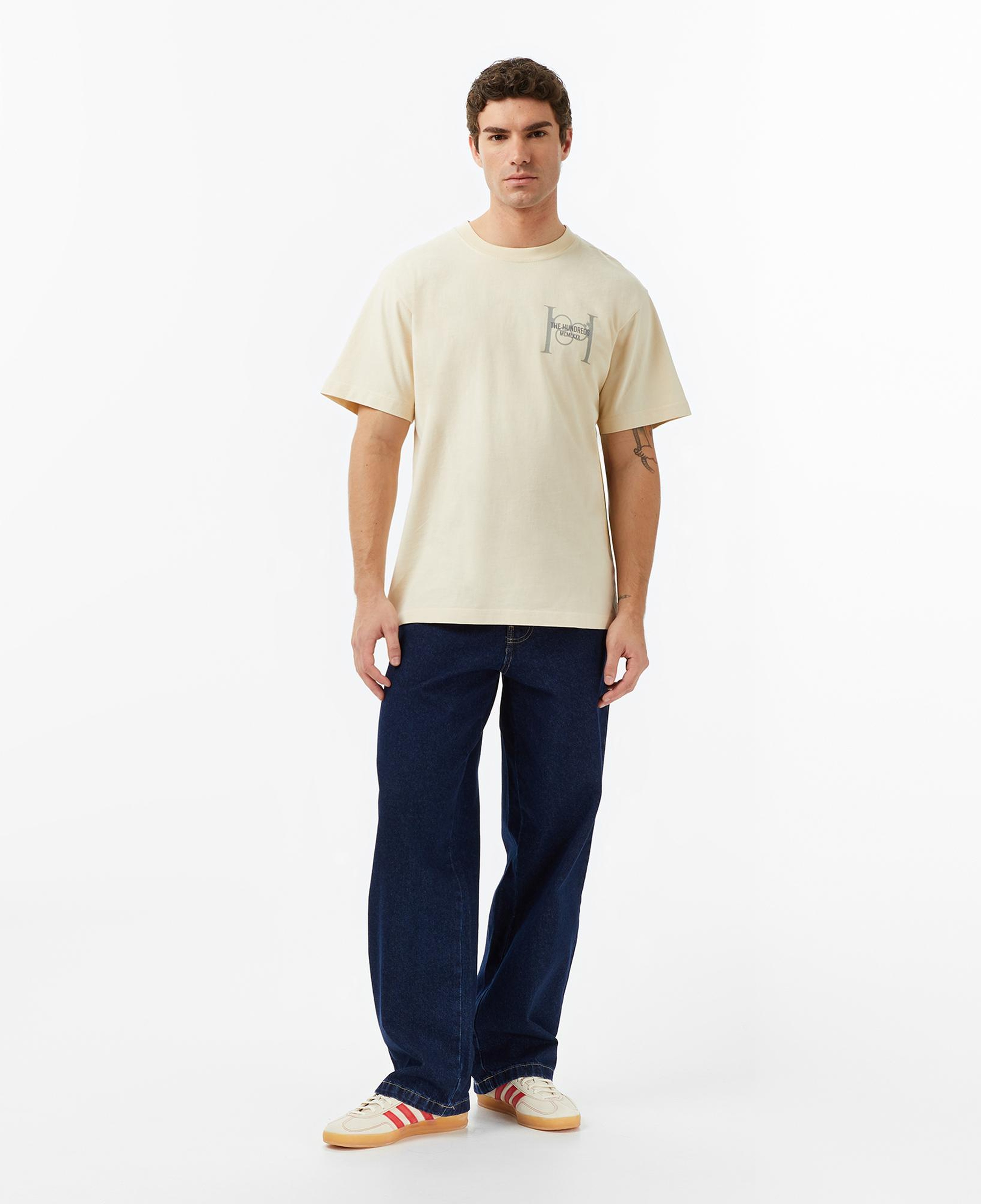 The Hundreds Monogram Erkek Krem T-Shirt