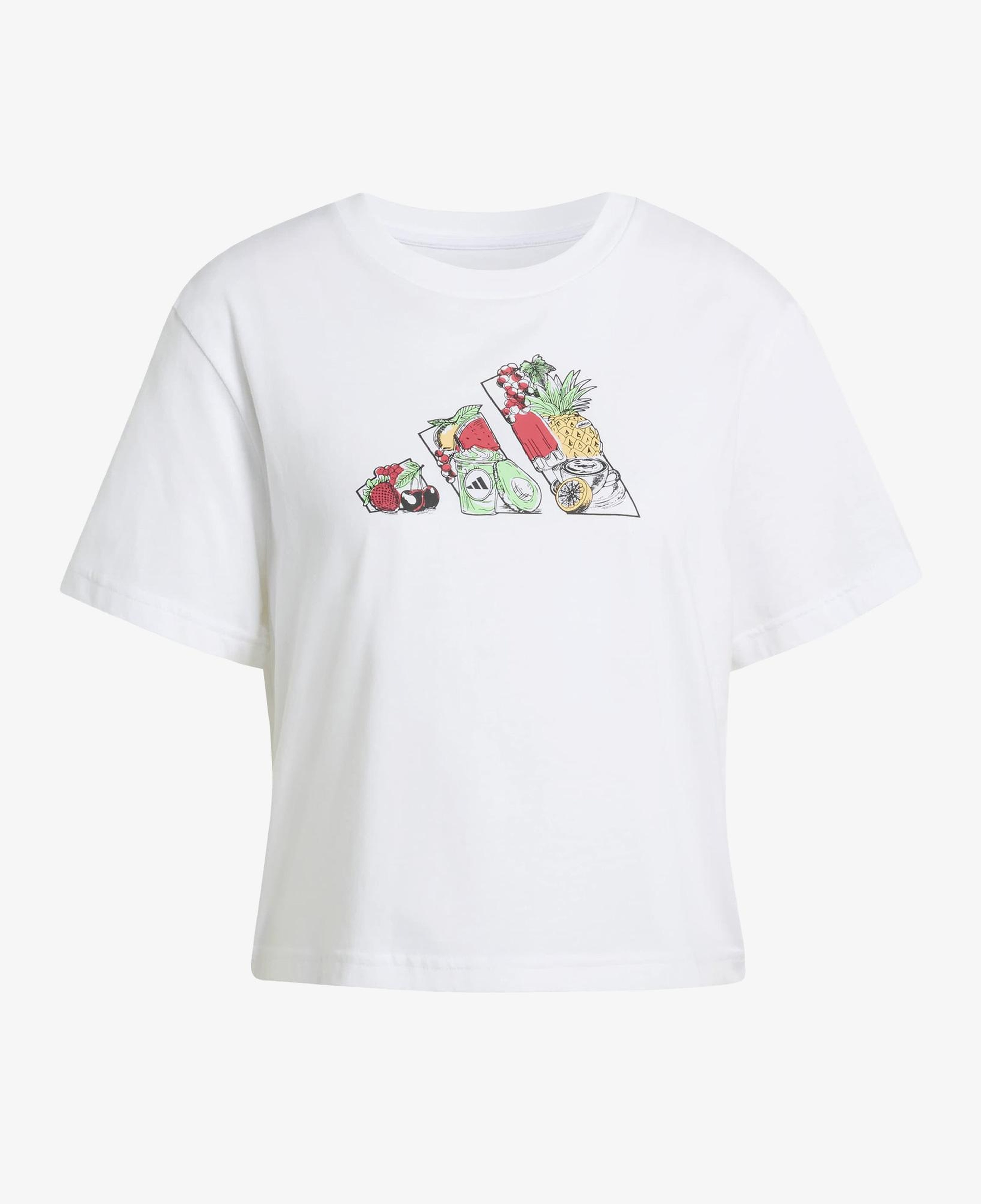 adidas Food Graphic Cropped Kadın Beyaz T-Shirt