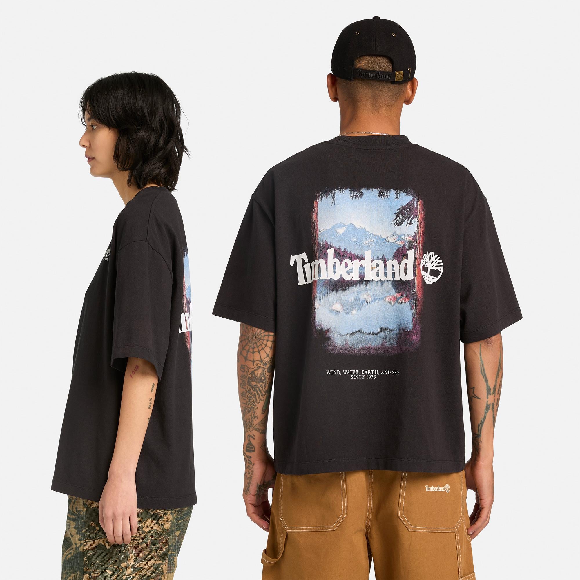 Timberland Outdoor Photo Back Graphic Erkek Siyah T-Shirt