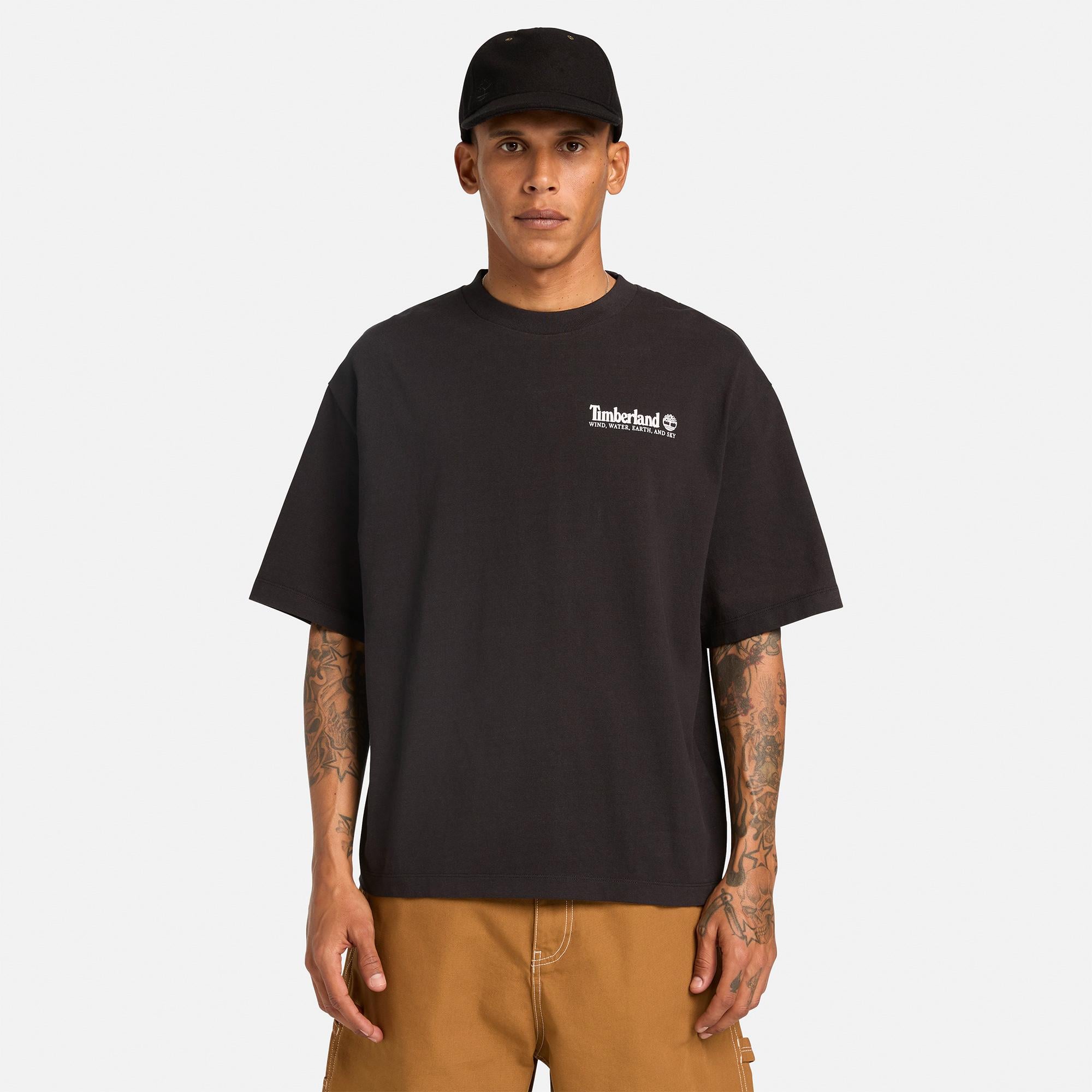 Timberland Outdoor Photo Back Graphic Erkek Siyah T-Shirt
