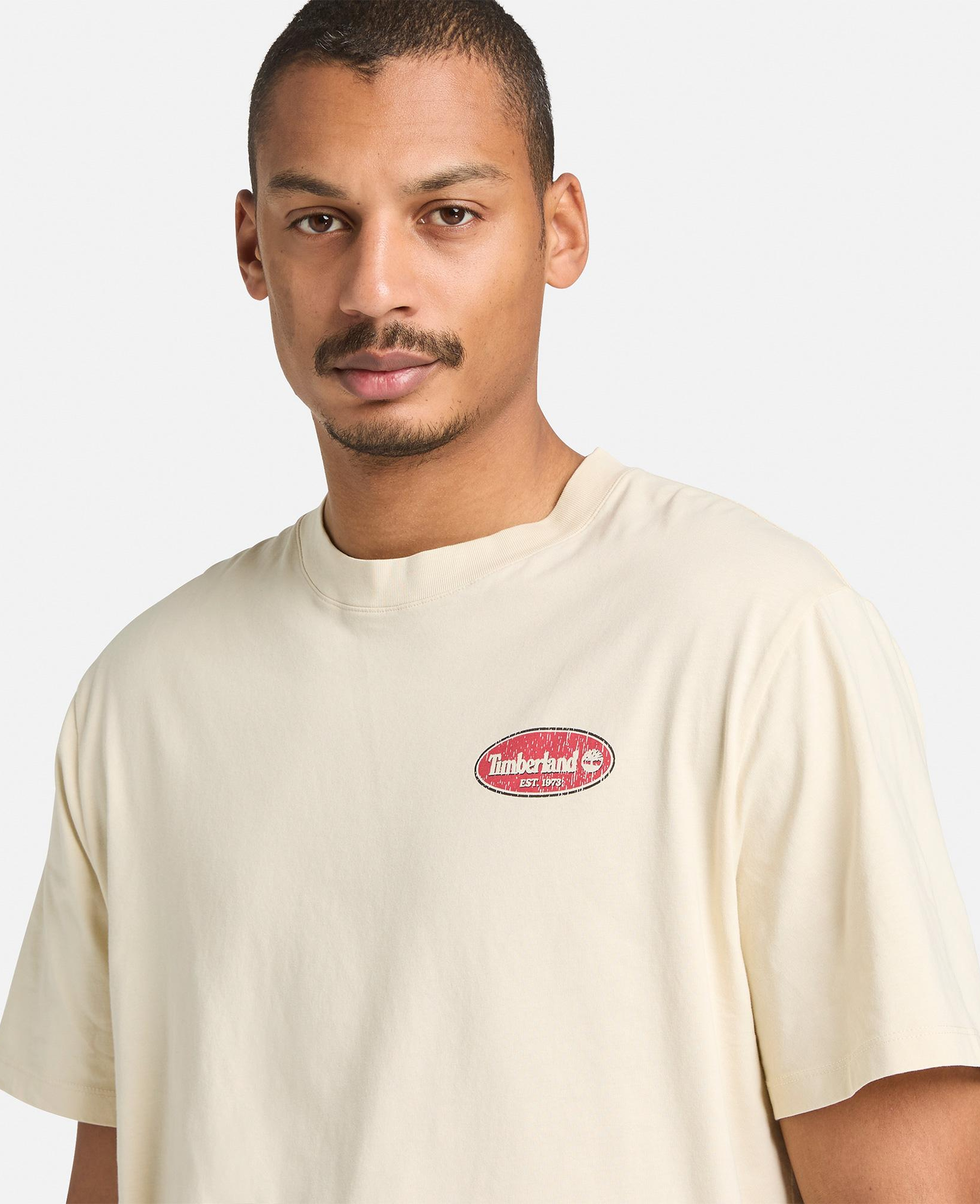 Timberland Gas Station Back Graphic Erkek Gri T-Shirt