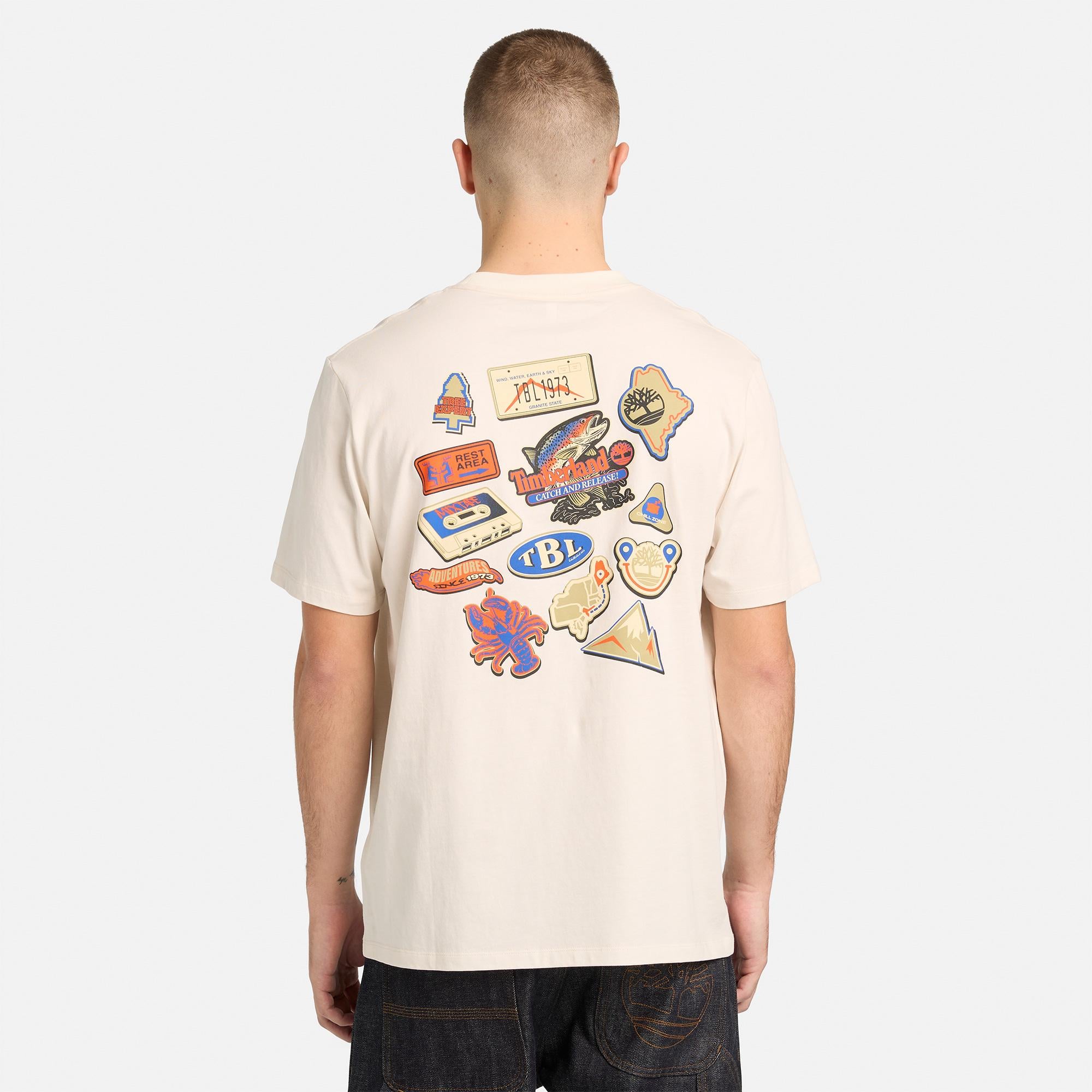 Timberland Magnet Back Graphic Erkek Beyaz T-Shirt