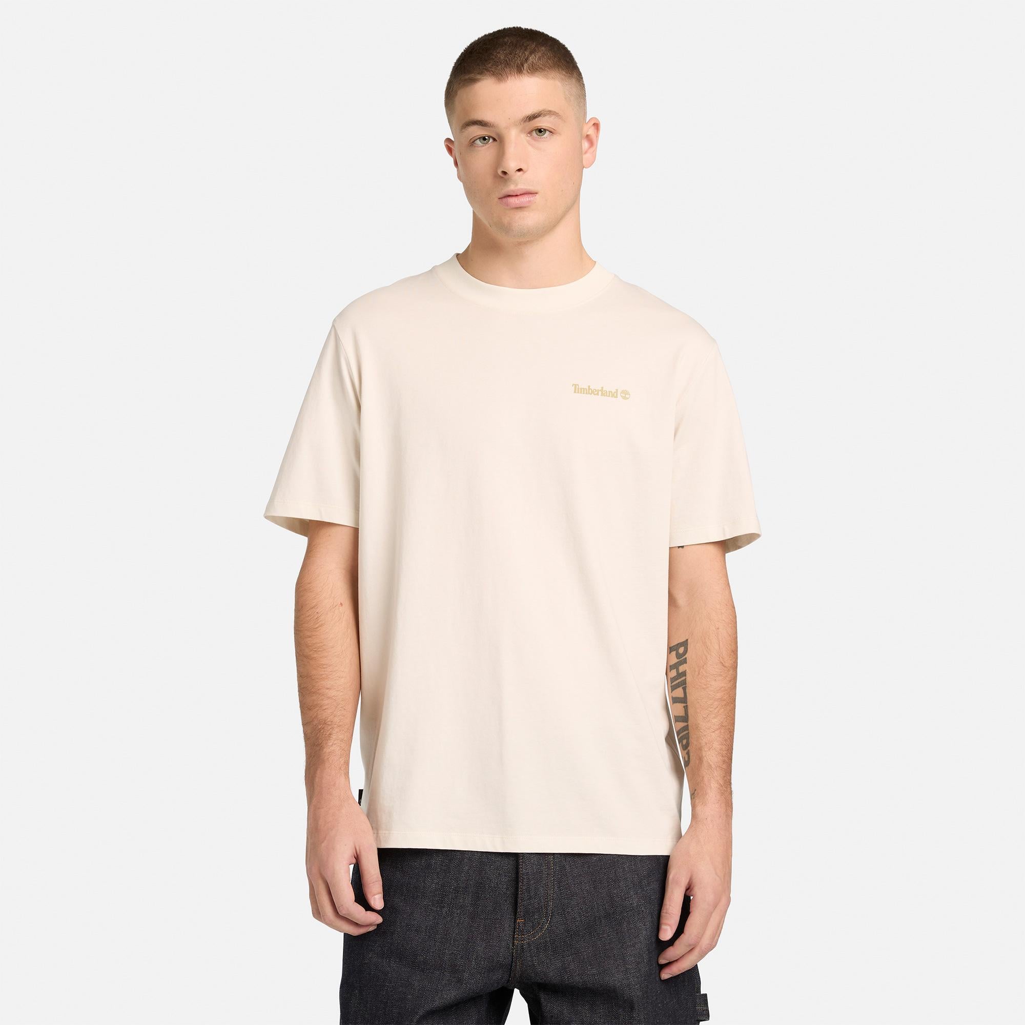 Timberland Magnet Back Graphic Erkek Beyaz T-Shirt