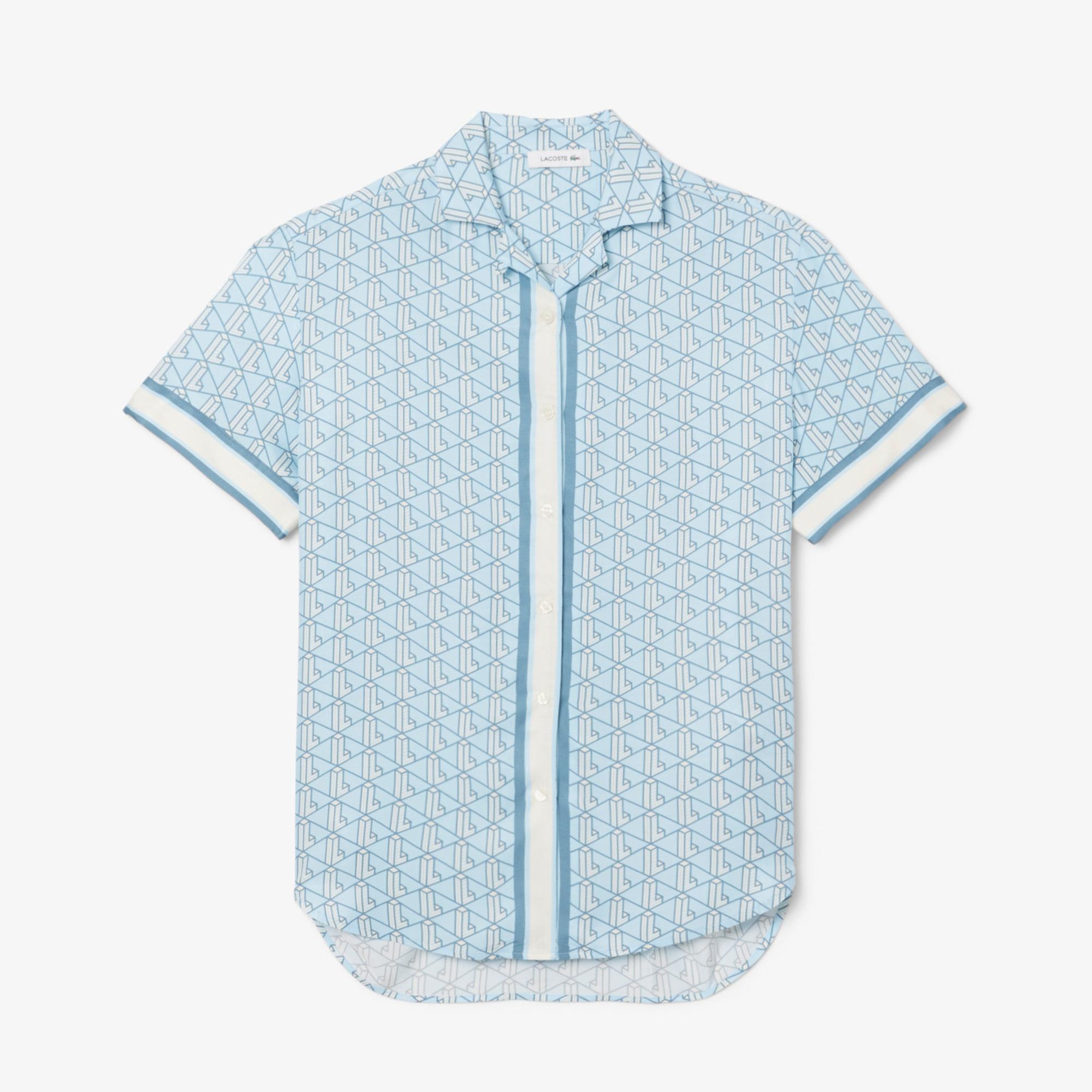 Lacoste Monogram Kadın Mavi Gömlek