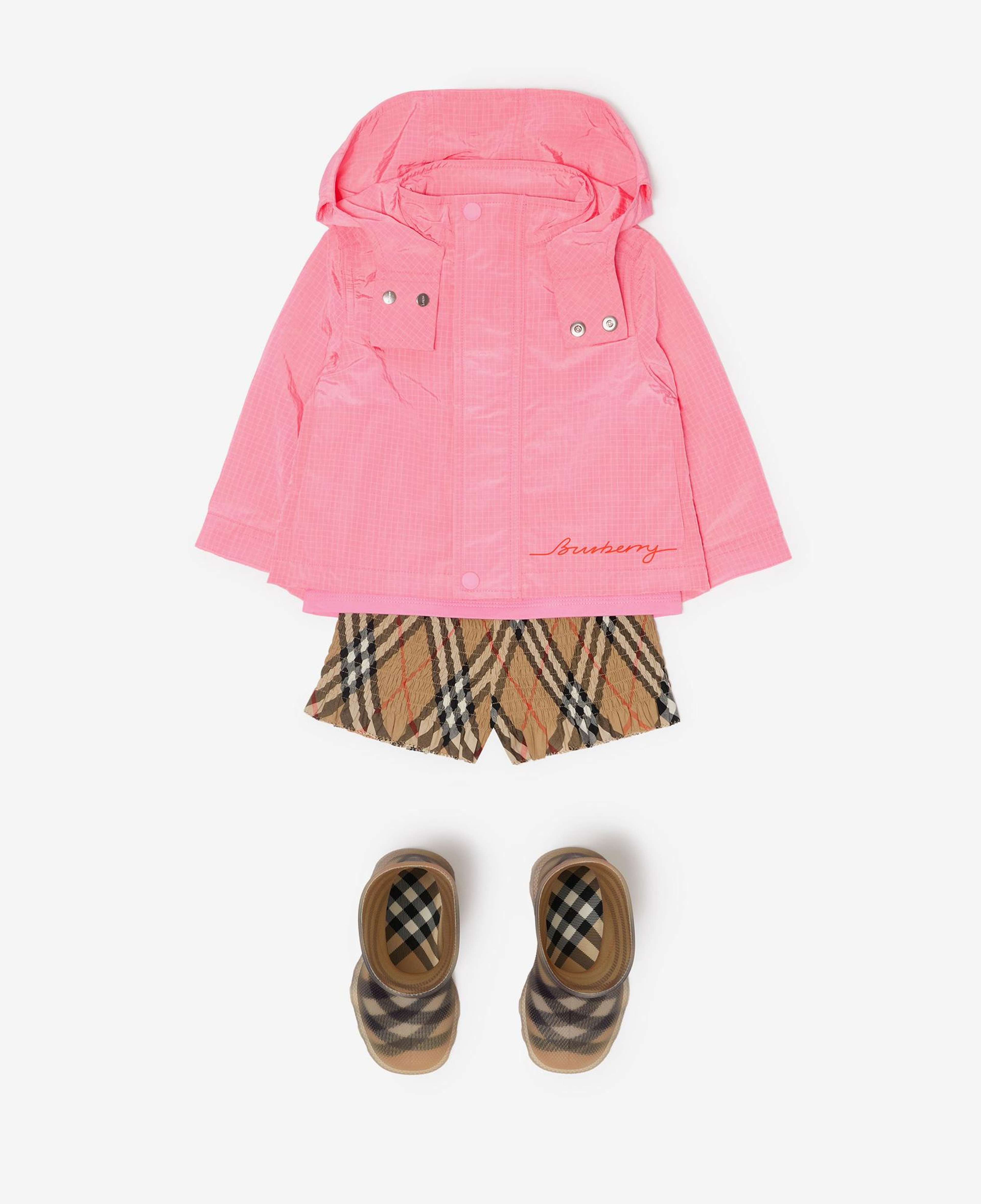 Burberry Charlie Logo Nylon Çocuk Pembe Mont