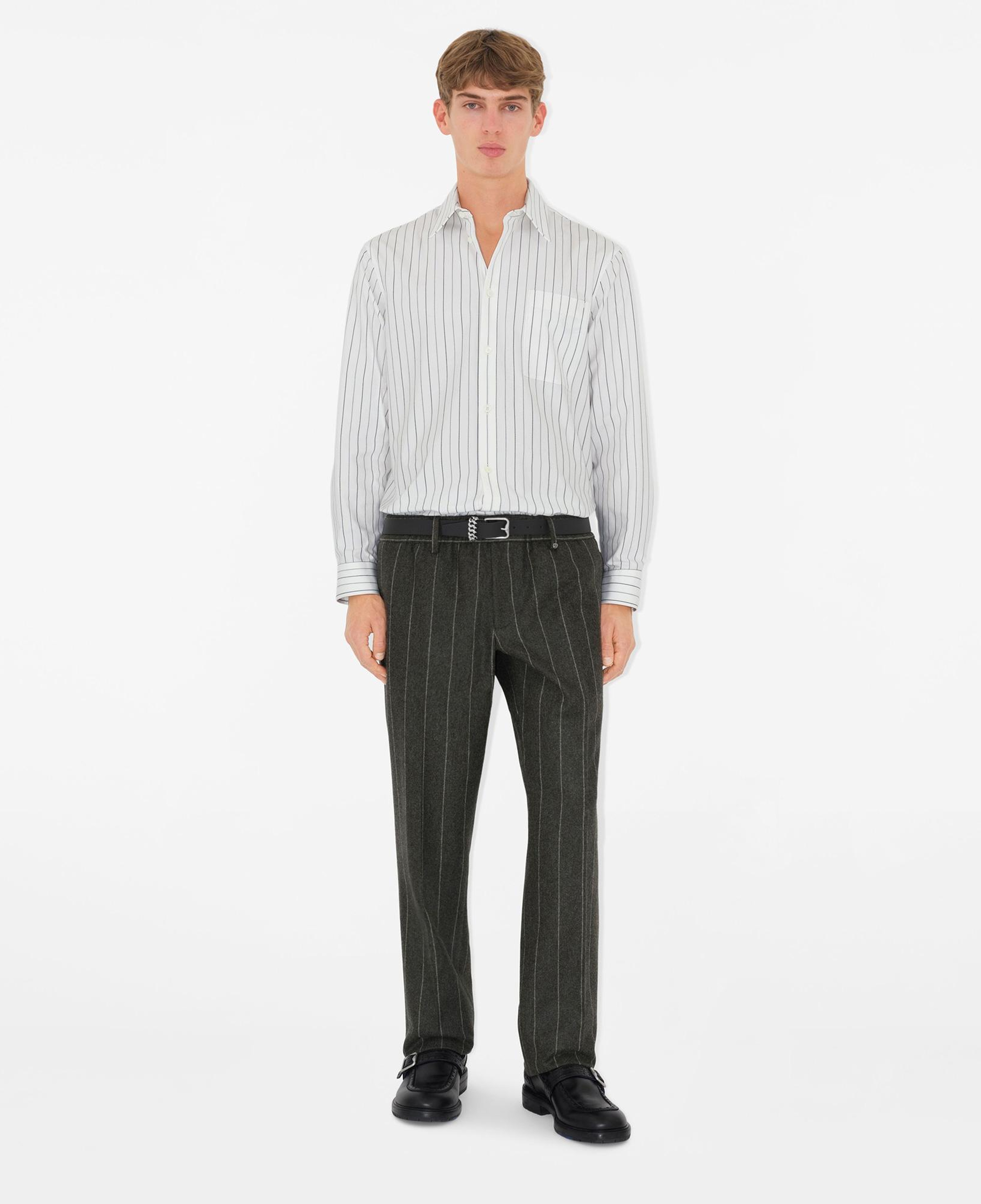 Burberry Relaxed Fit Striped Cotton Erkek Beyaz Gömlek