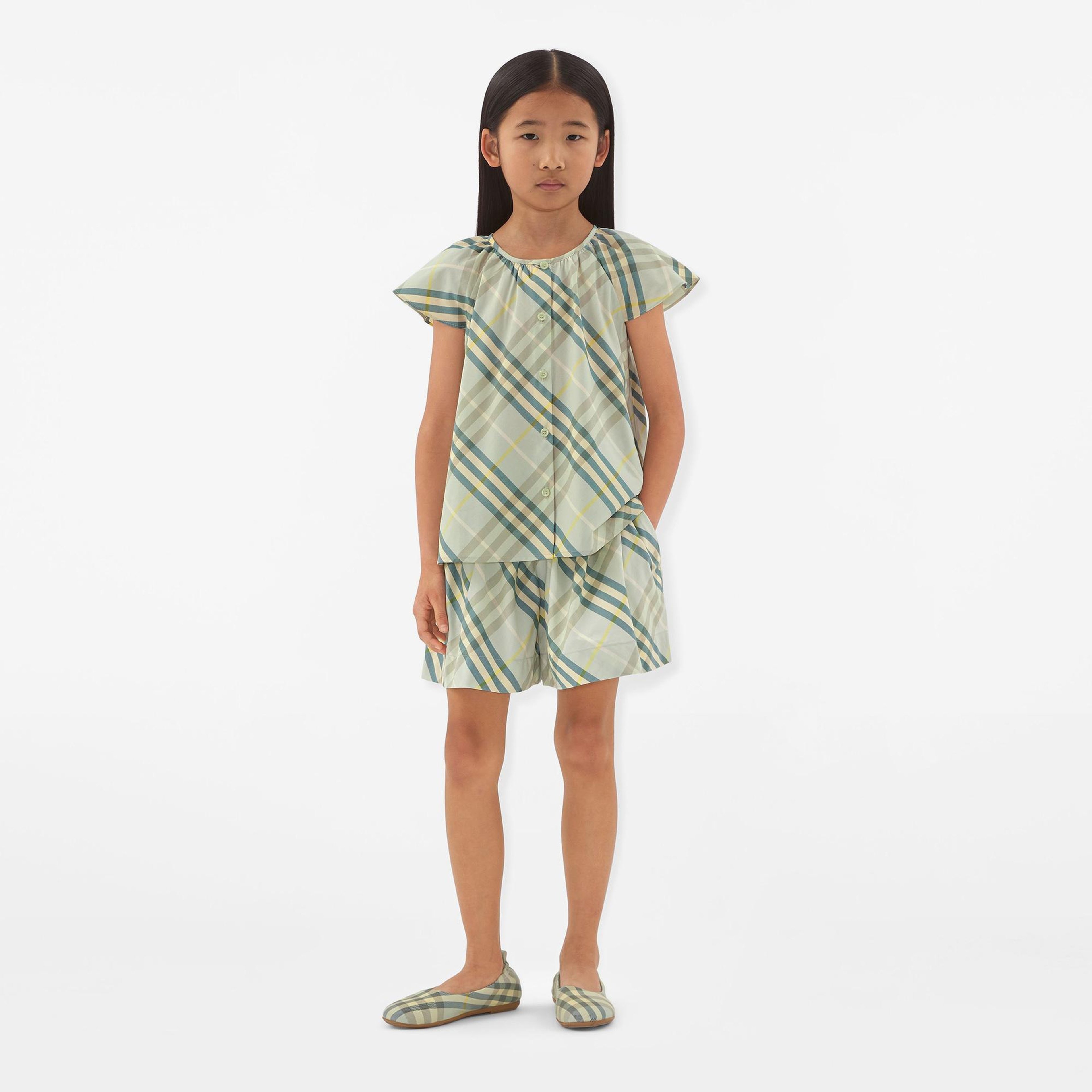 Burberry Talley Cotton Top Çocuk Krem Gömlek