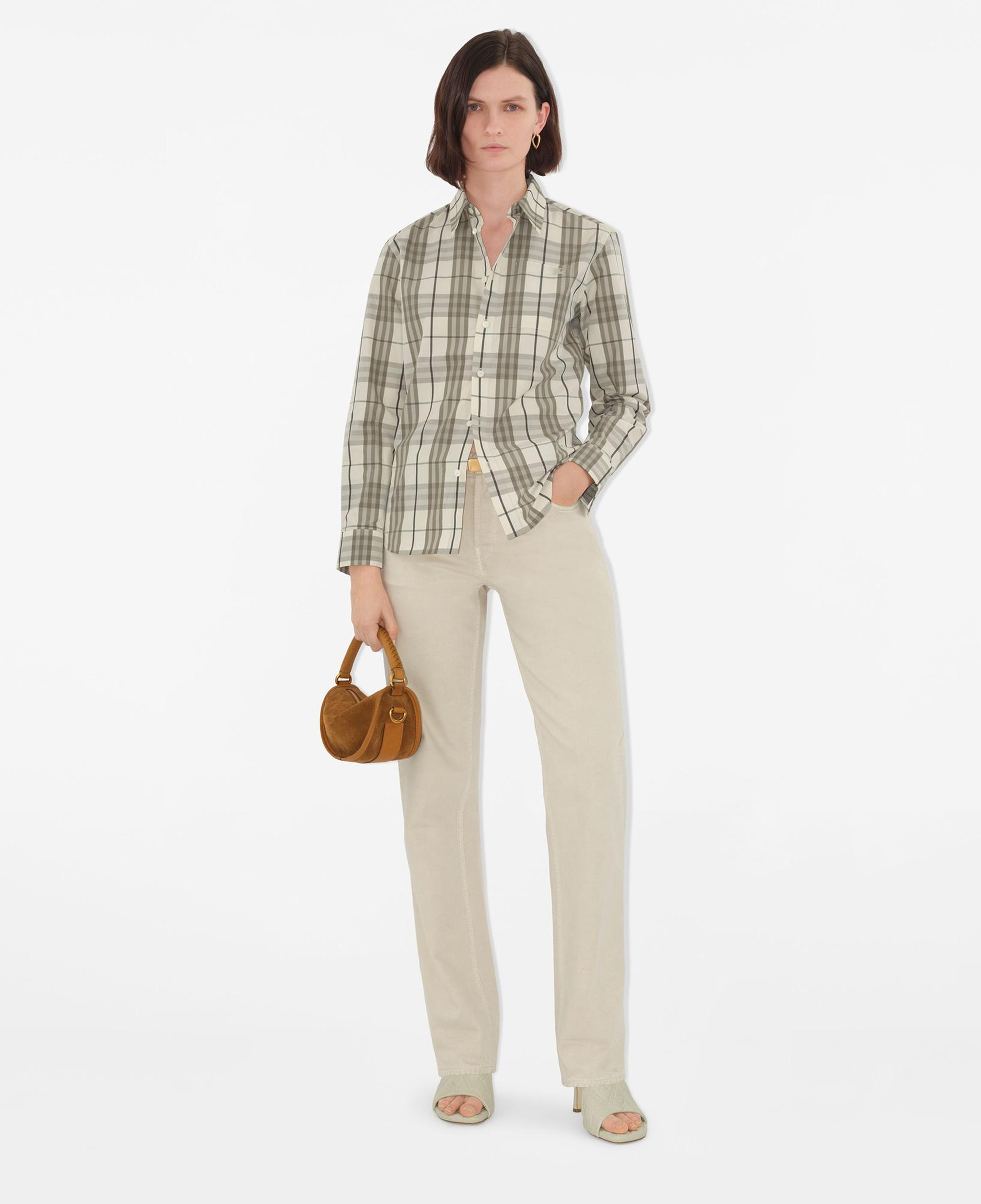 Burberry Tri Cotton Kadın Krem Gömlek