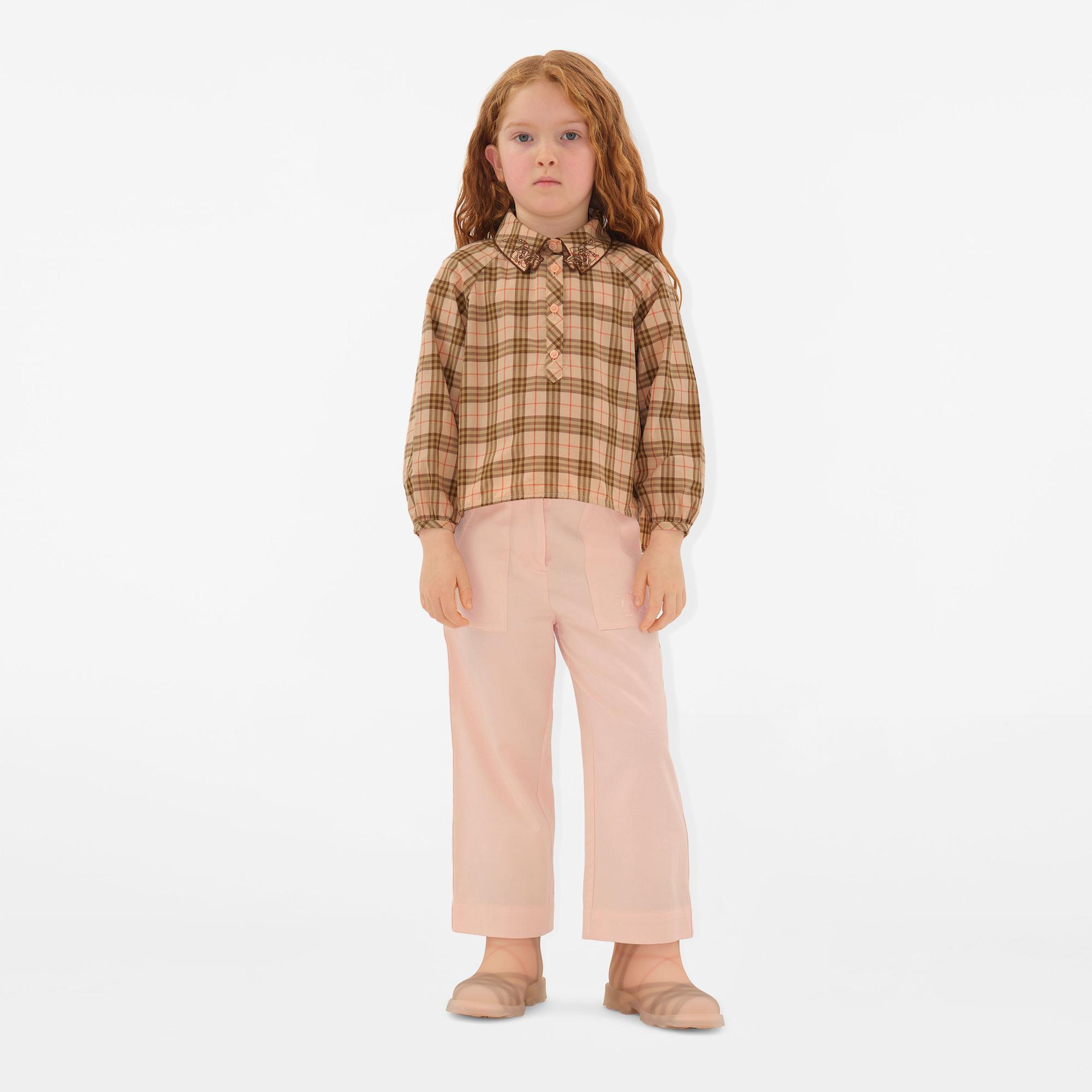 Burberry Elodie Cotton Çocuk Pembe Gömlek