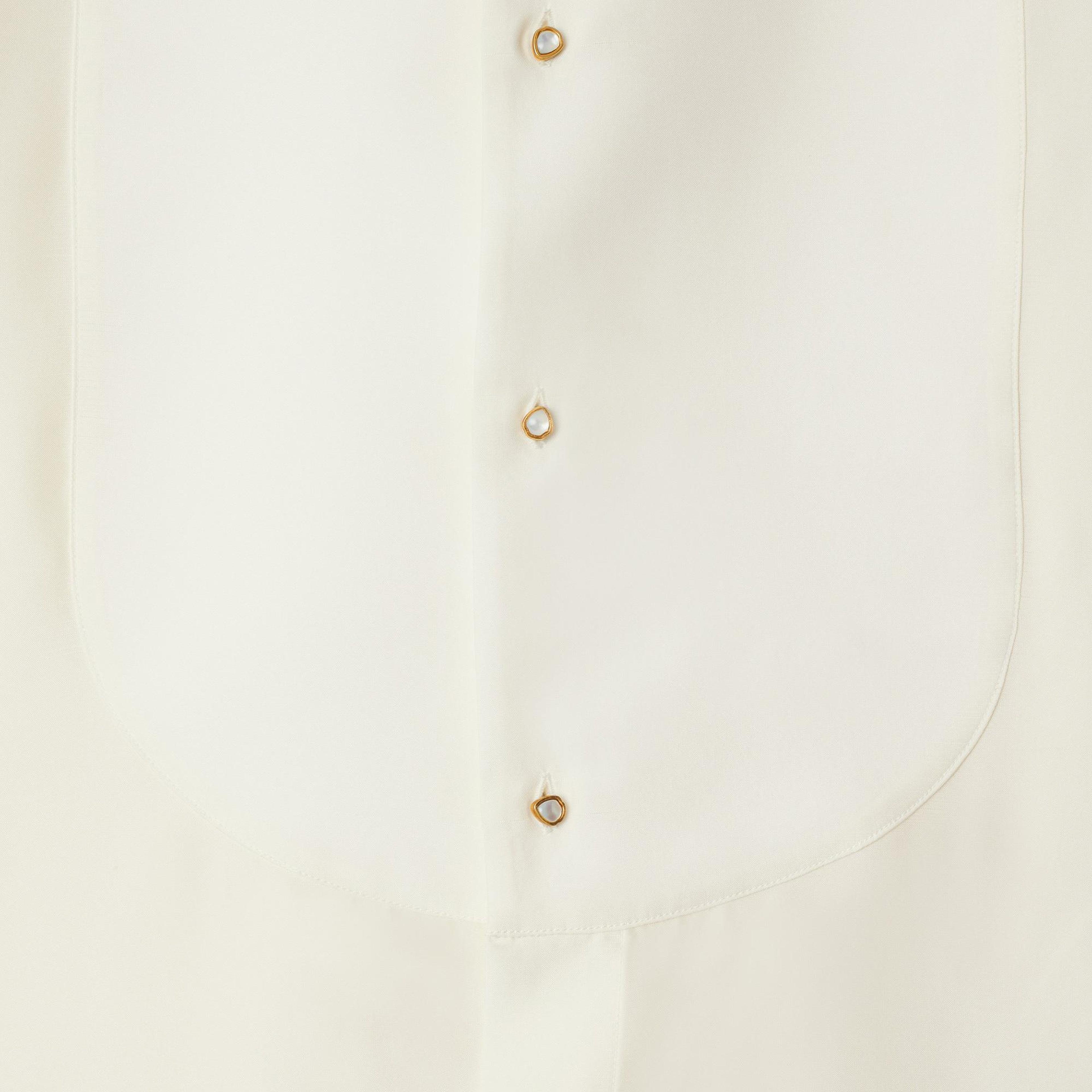 Burberry Regular Fit Silk Tuxedo Kadın Beyaz Gömlek