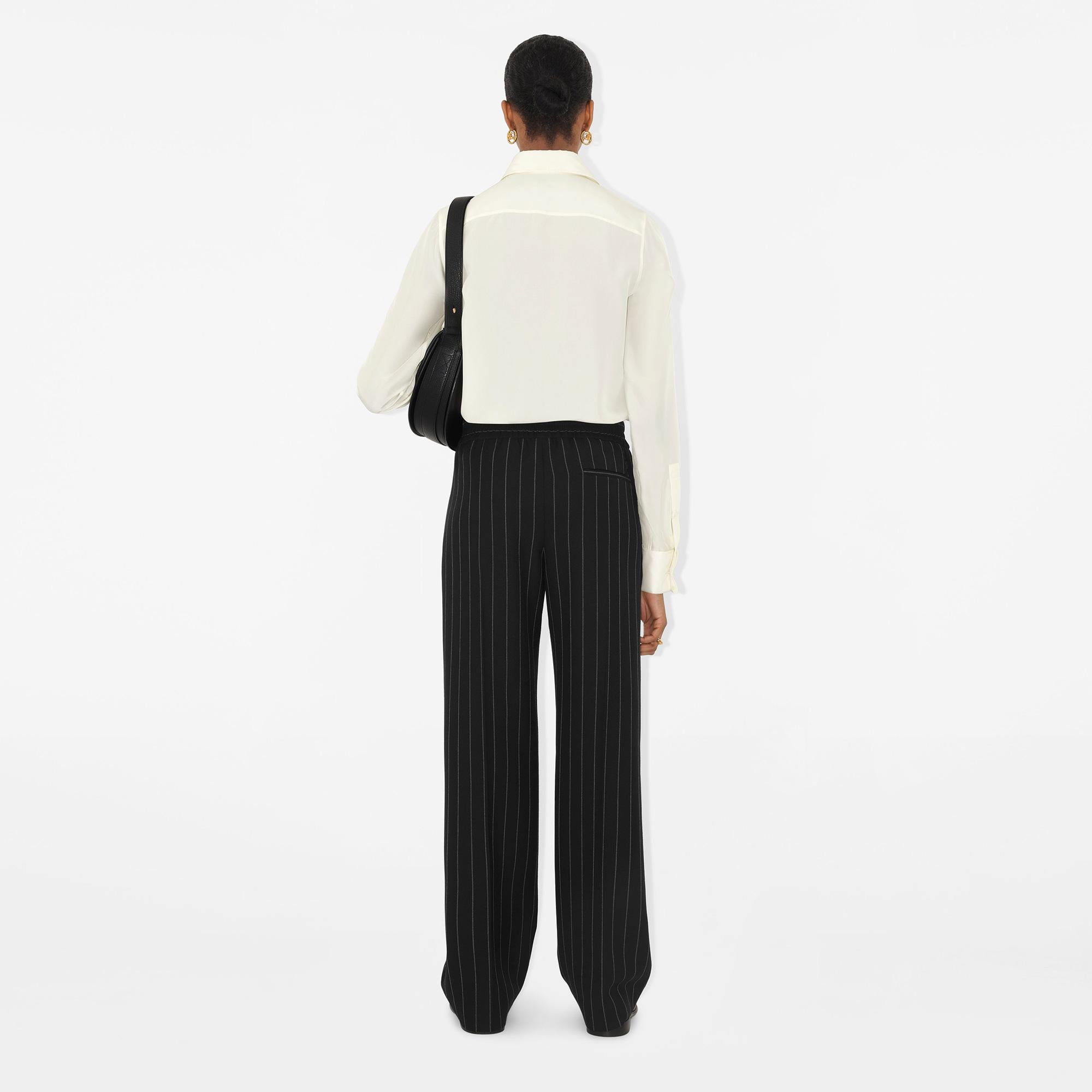 Burberry Regular Fit Silk Tuxedo Kadın Beyaz Gömlek