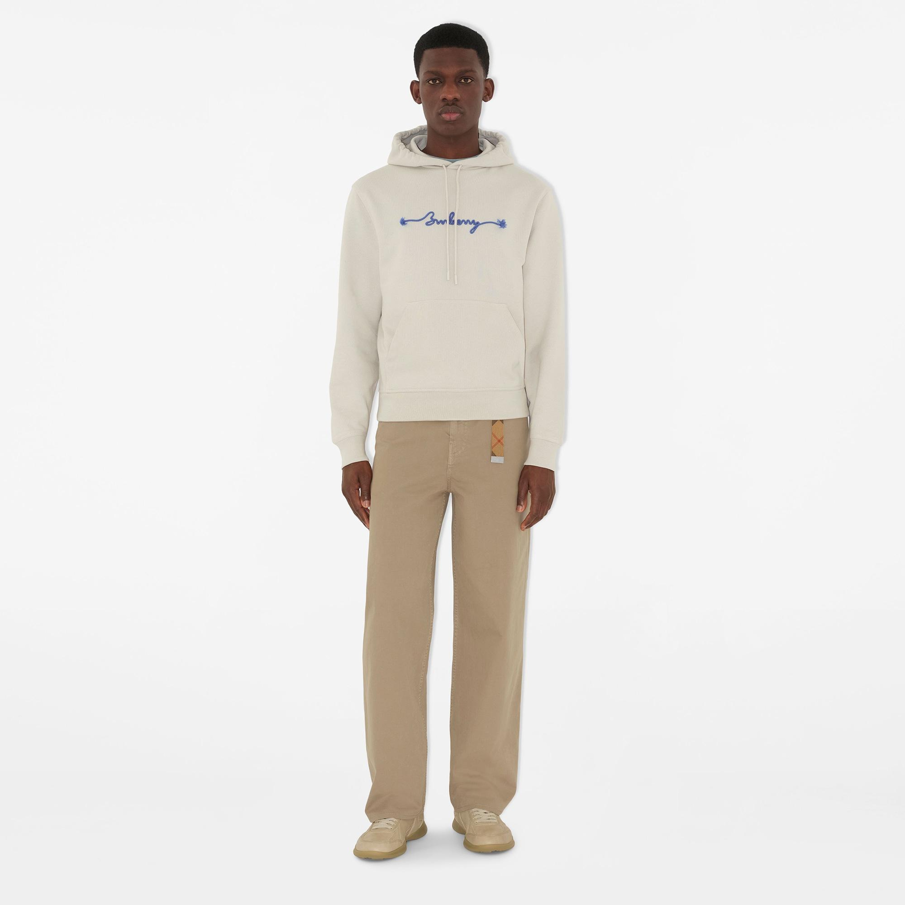 Burberry For Knot Logo Cotton Erkek Beyaz Hoodie