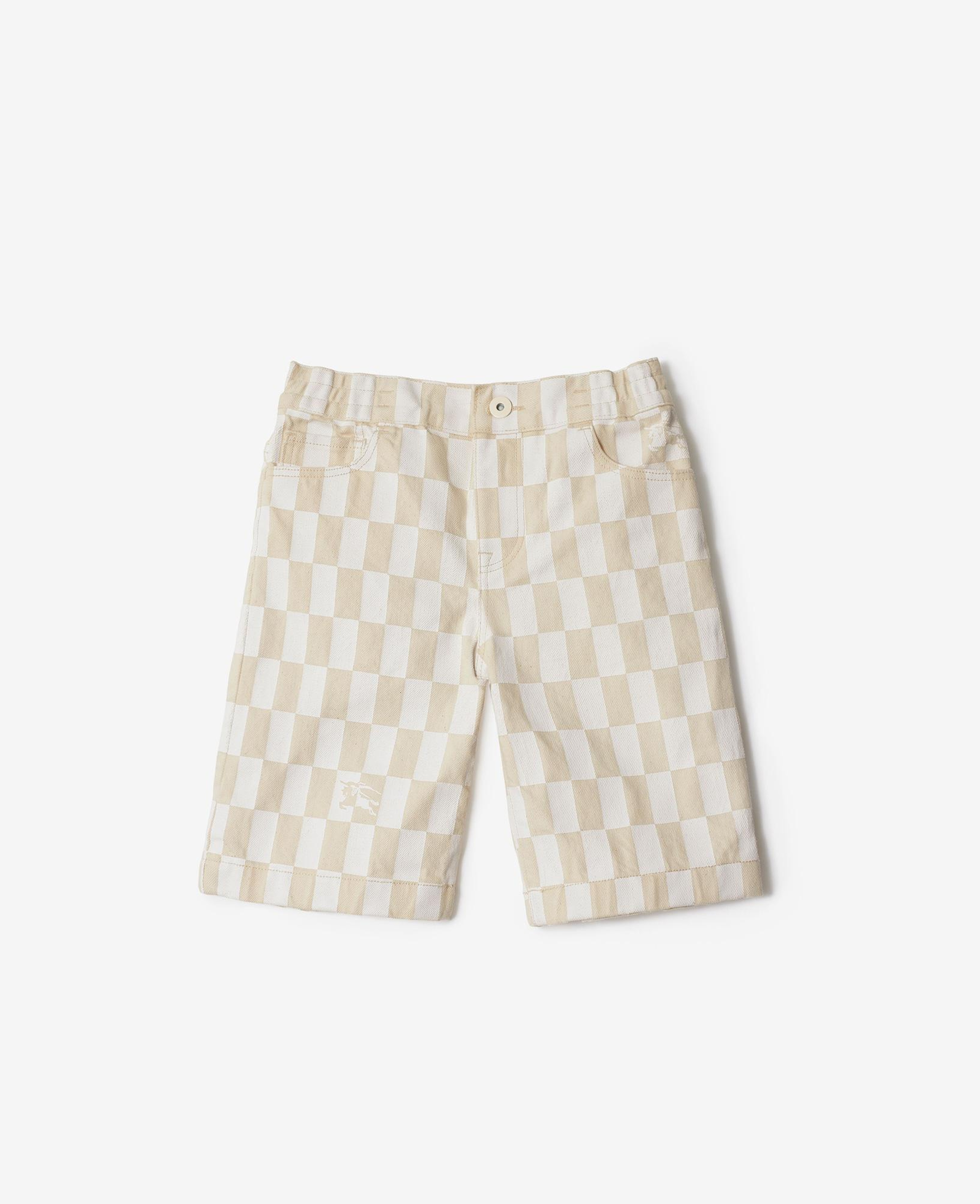 Burberry Castiel Checkerboard Denim Çocuk Krem Şort