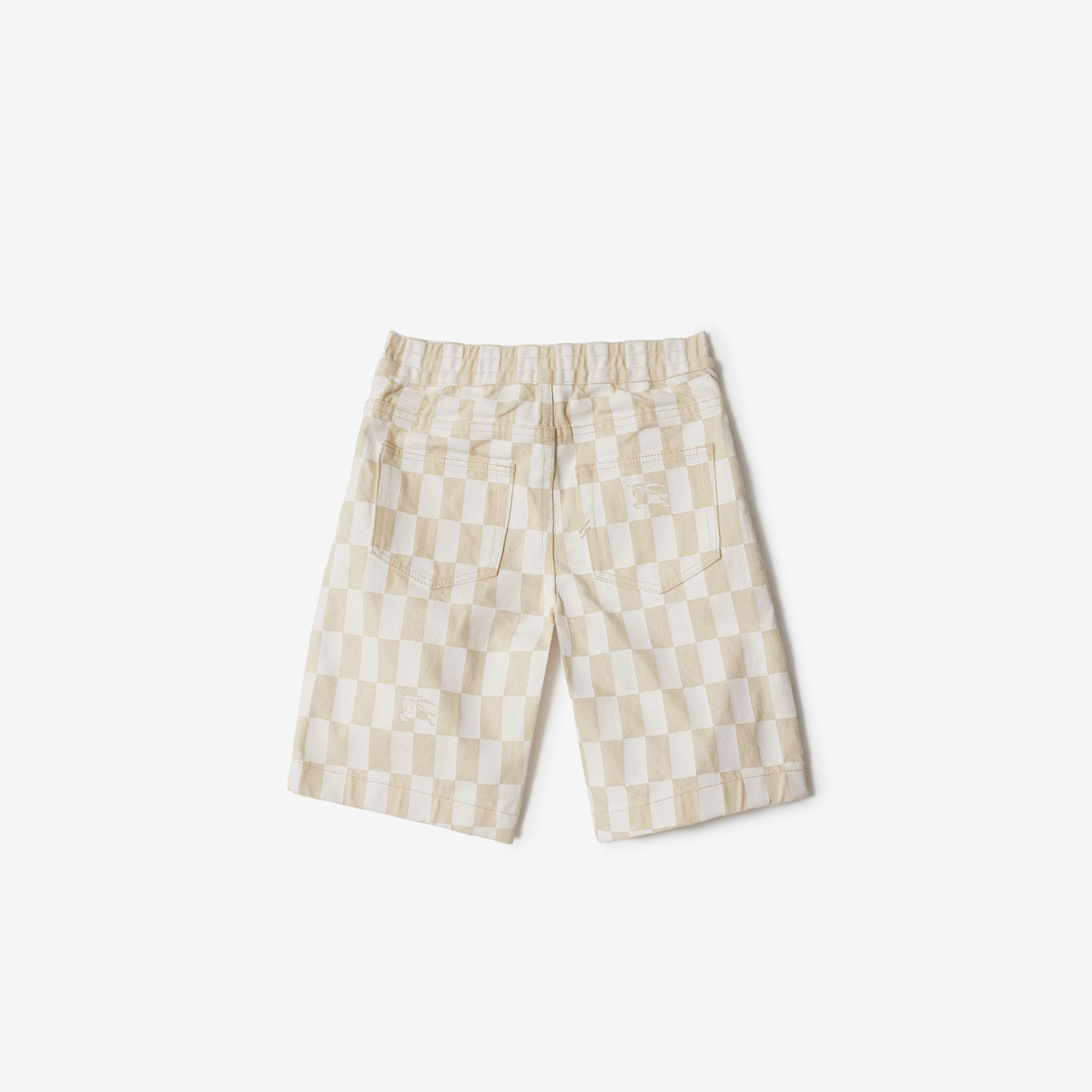 Burberry Castiel Checkerboard Denim Çocuk Krem Şort