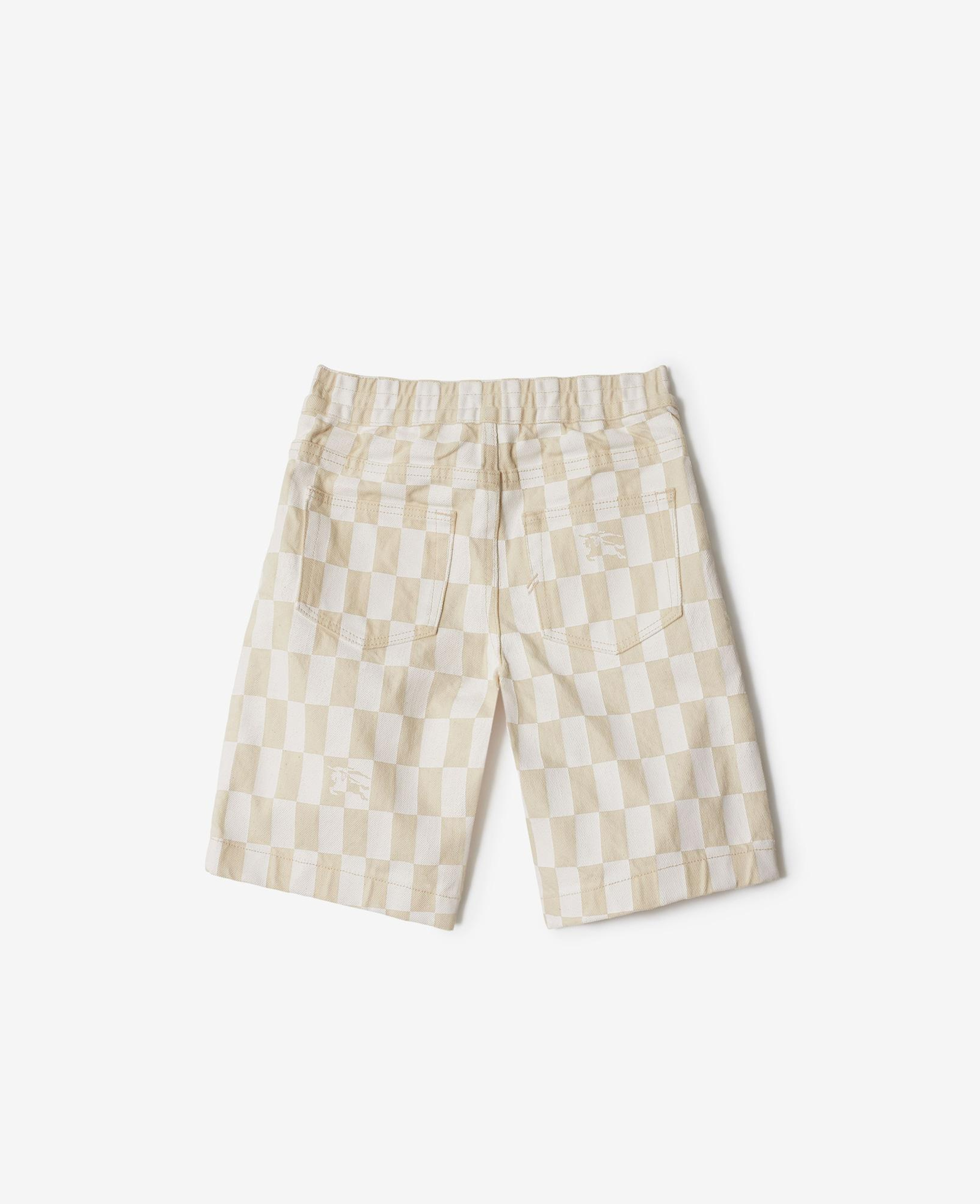 Burberry Castiel Checkerboard Denim Çocuk Krem Şort