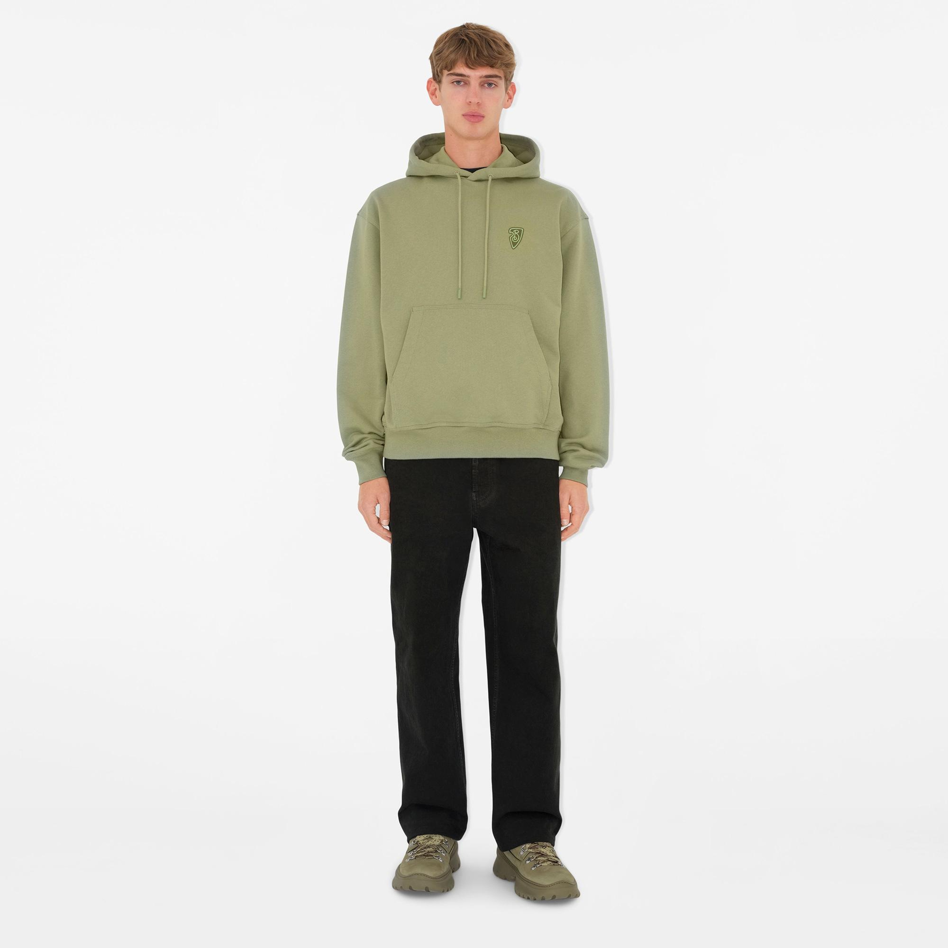 Burberry Sic Cotton Erkek Haki Hoodie