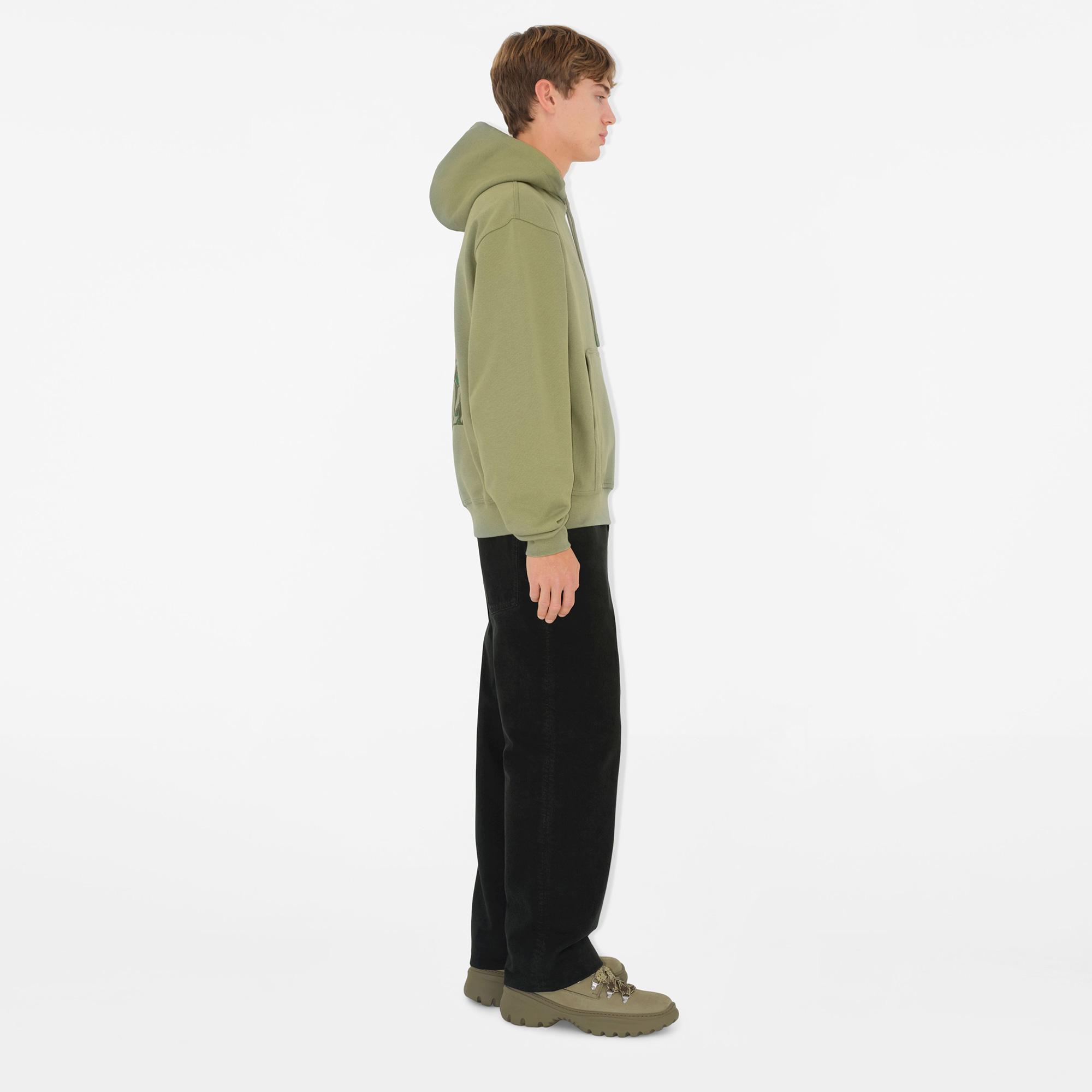 Burberry Sic Cotton Erkek Haki Hoodie