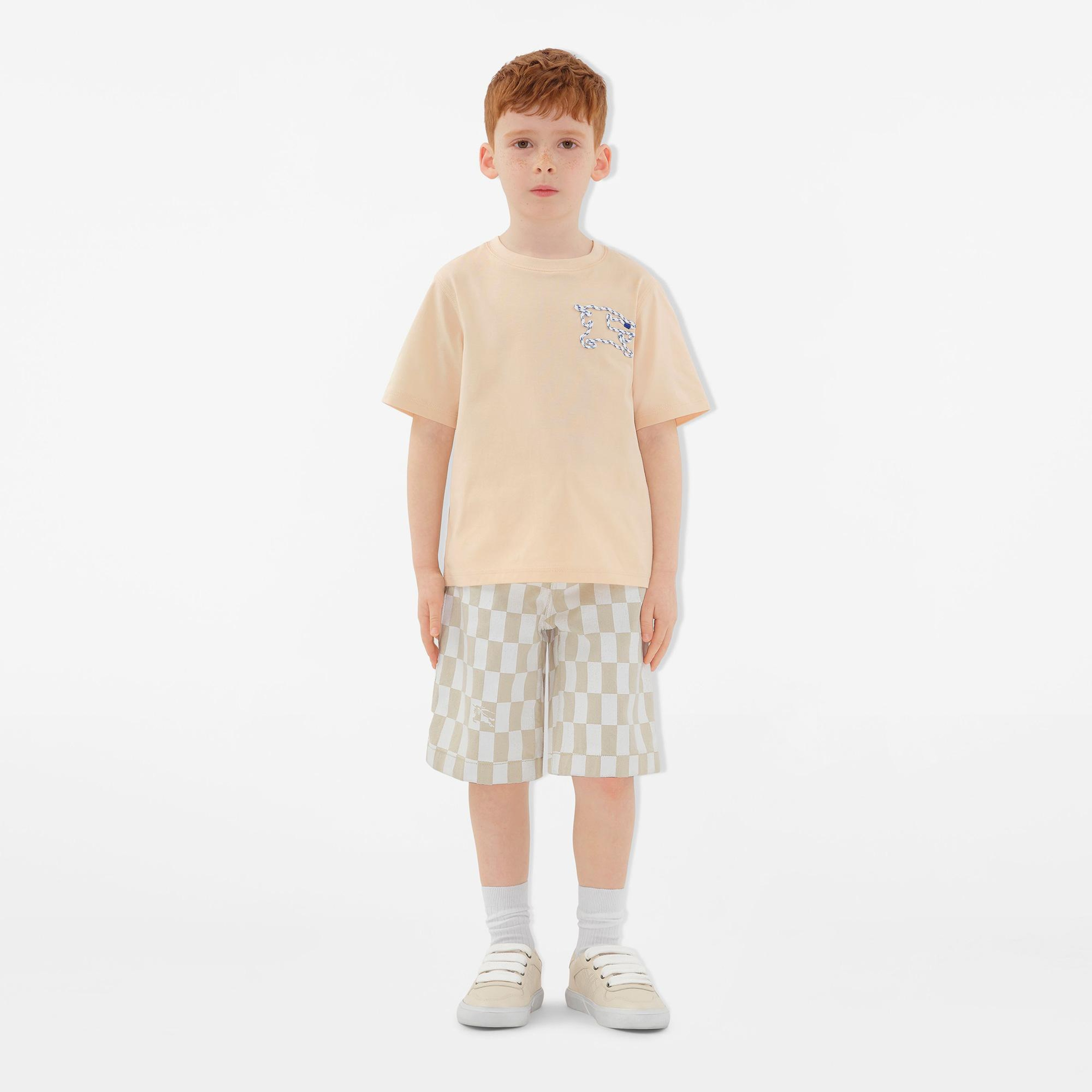 Burberry Cedar Rope Laces Cotton Çocuk Krem T-Shirt
